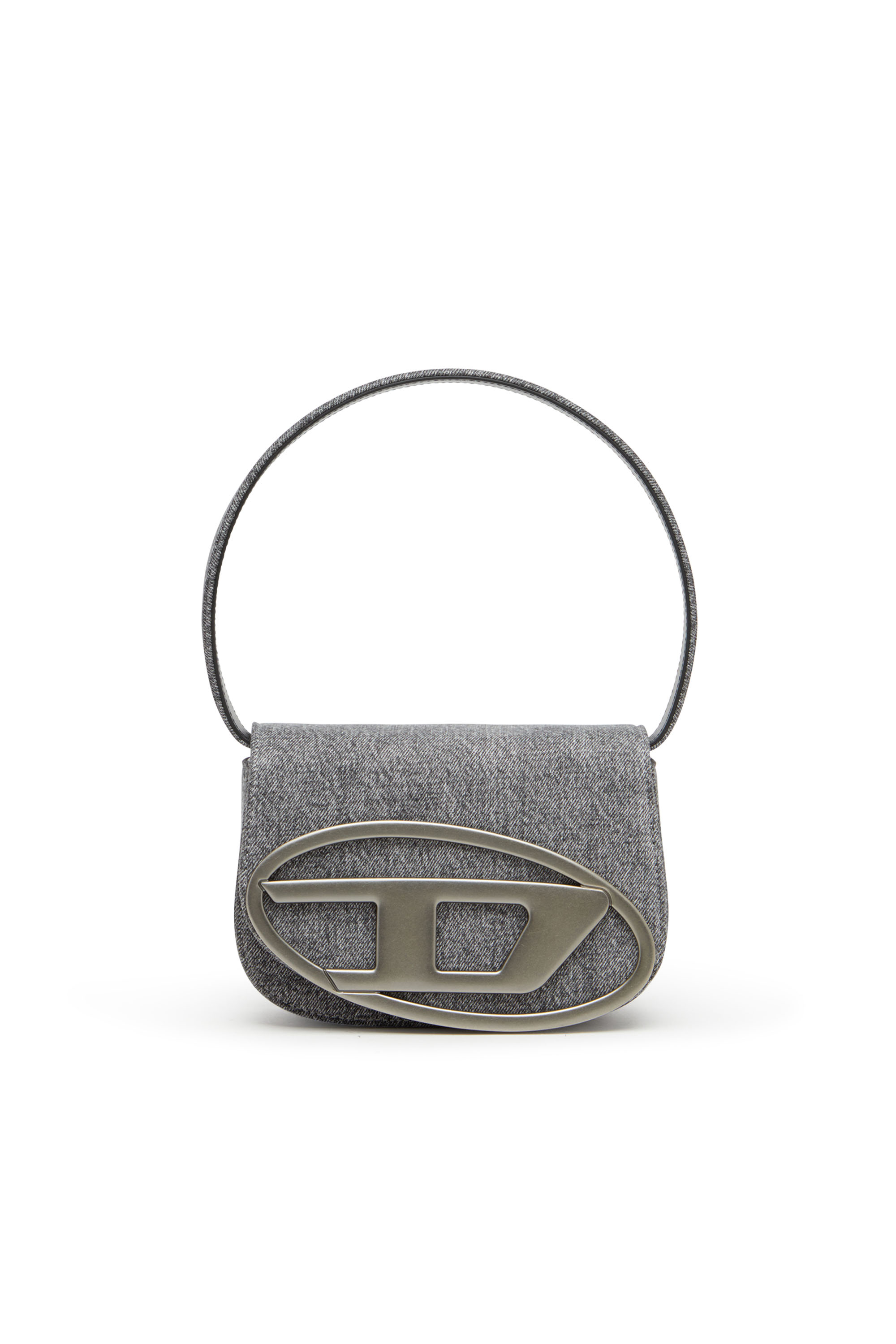 Diesel - 1DR, Iconic shoulder bag in stonewashed denim Femme in Noir - 1