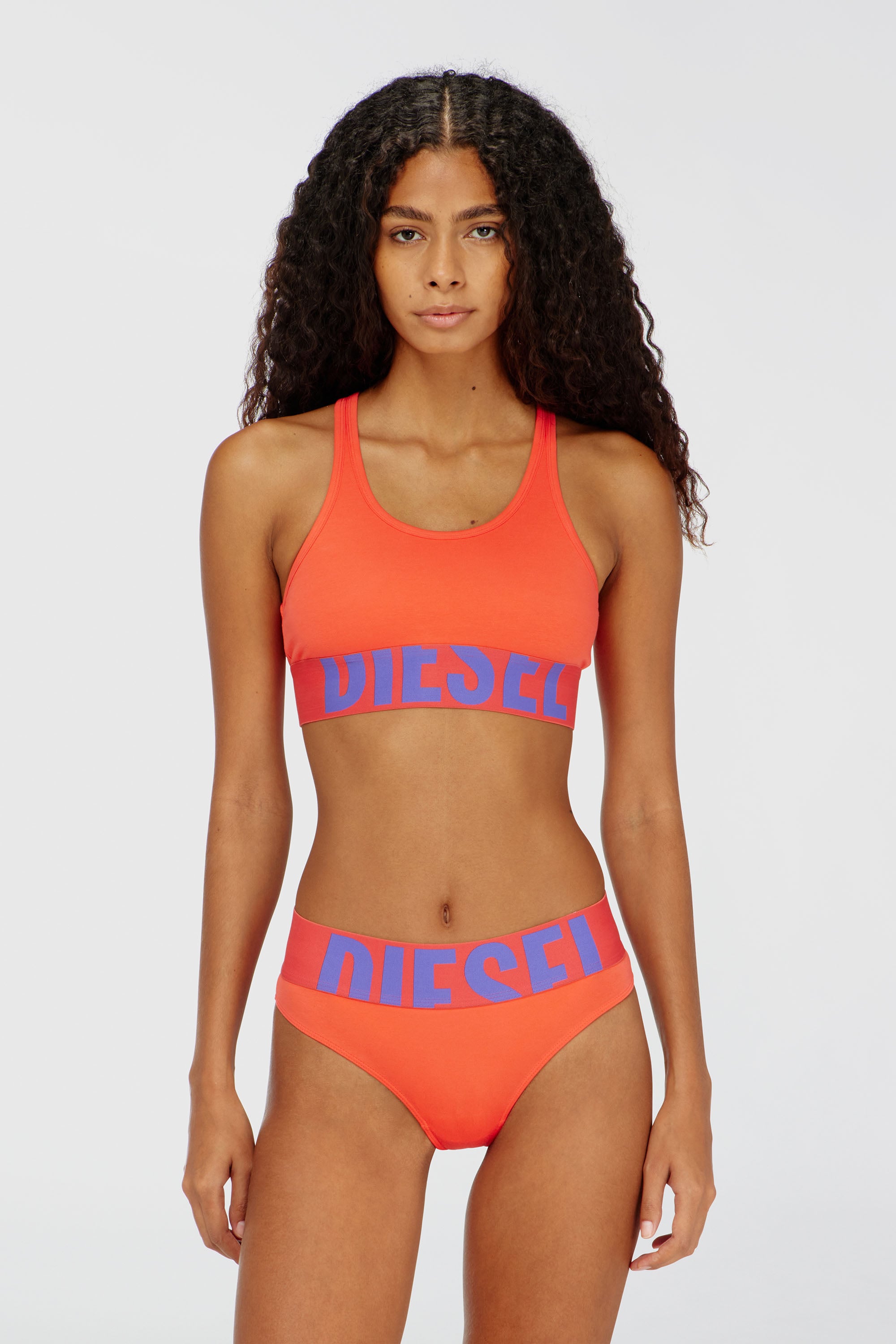 Diesel - UFSB-COTTON-RACE-BRALETTE-XL, Soutien-gorge de sport avec logo d&eacute;coup&eacute; Femme in Orange - 1