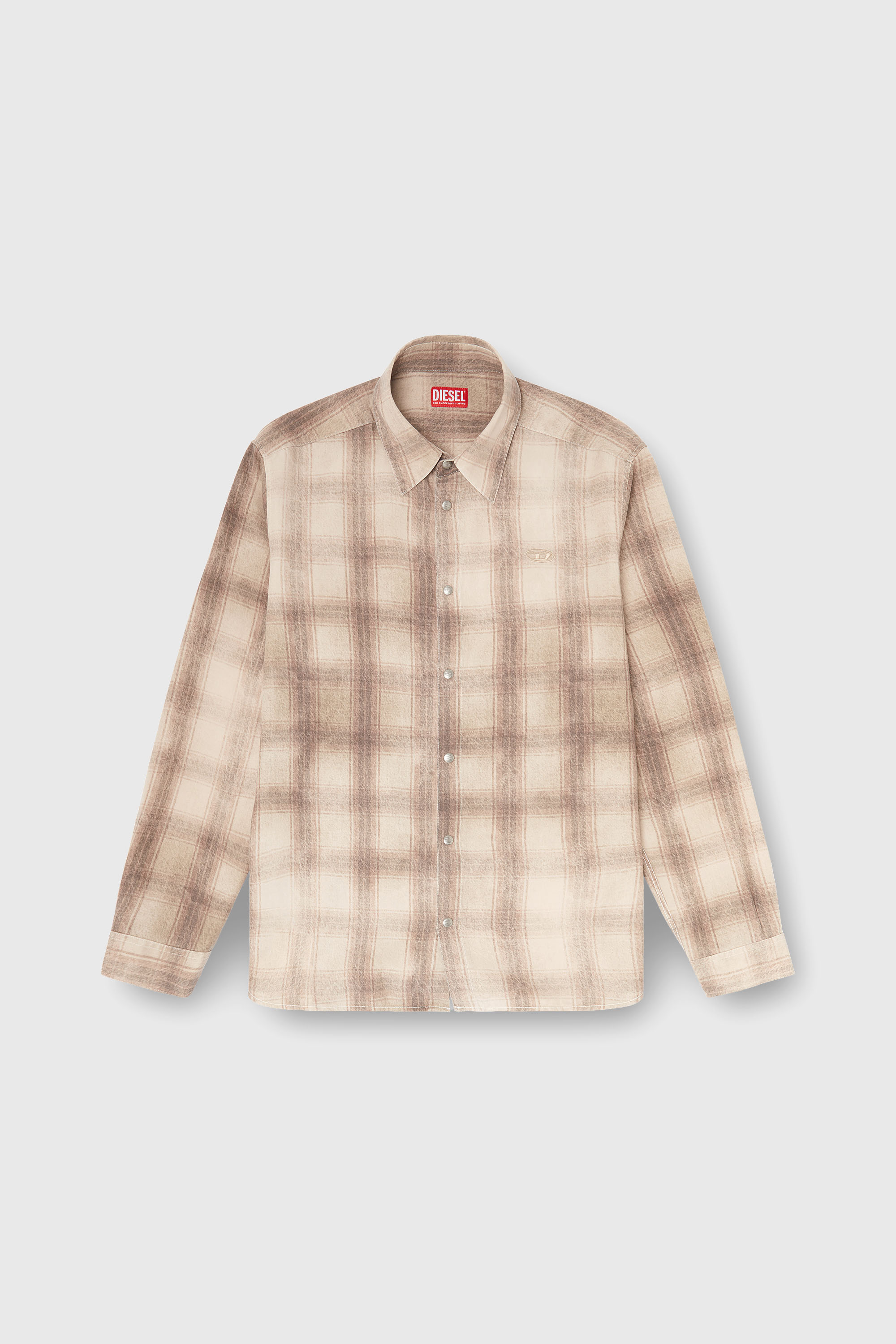 Diesel - S-SIMPLY-JMCM, Chemise &agrave; carreaux en tissu fluide Homme in Marron - 1