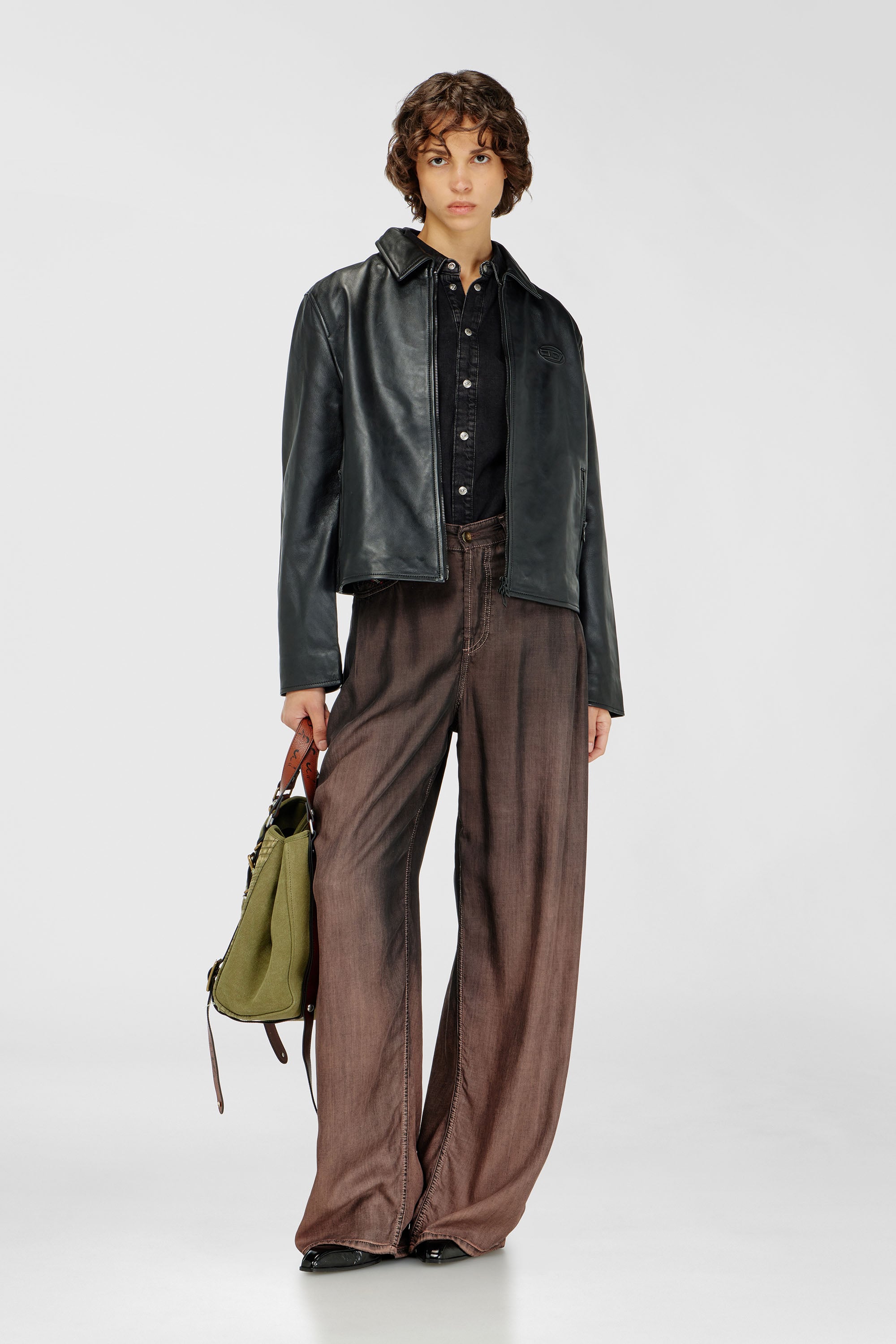 Diesel - DE-EAZY, Chemise en denim avec coutures contrast&eacute;es. Femme in Noir - 2