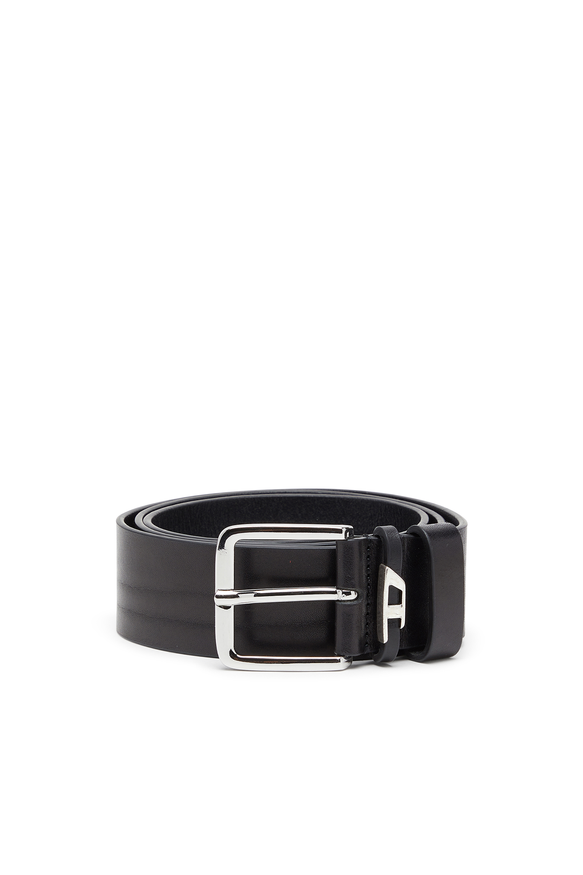 Diesel - B-D LOOP, 4 cm ceinture en cuir froiss&eacute; Homme in Noir - 1