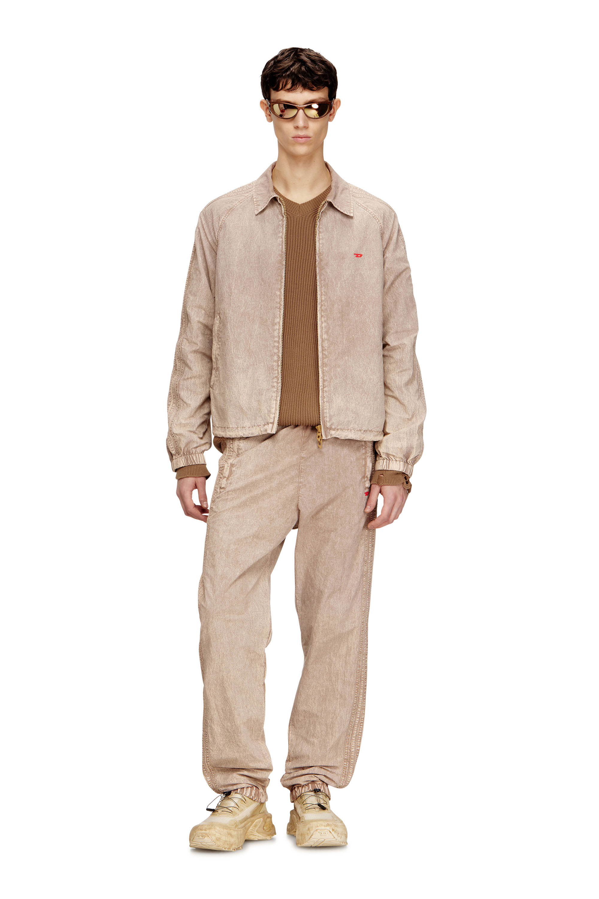 Diesel - J-FENIC-AG, Veste en taslan avec manches ray&eacute;es Mixte in Beige - 3