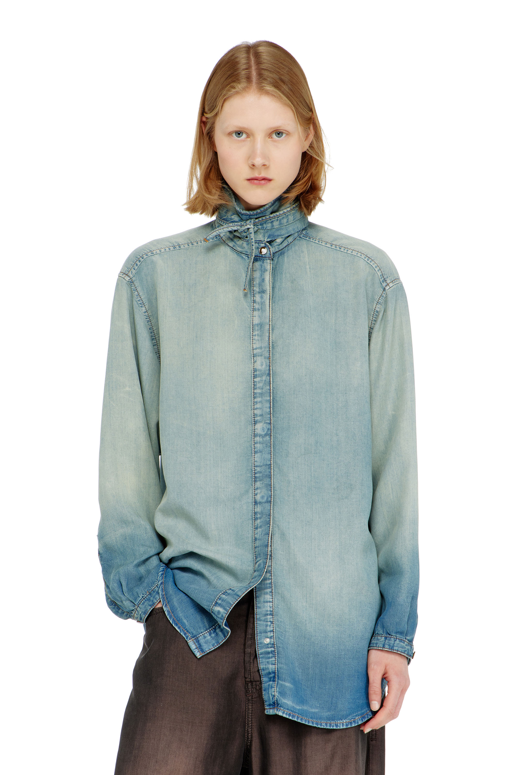 Diesel - DE-ARVEN-S1, Chemise en denim fluide marbr&eacute; Femme in ToBeDefined - 2