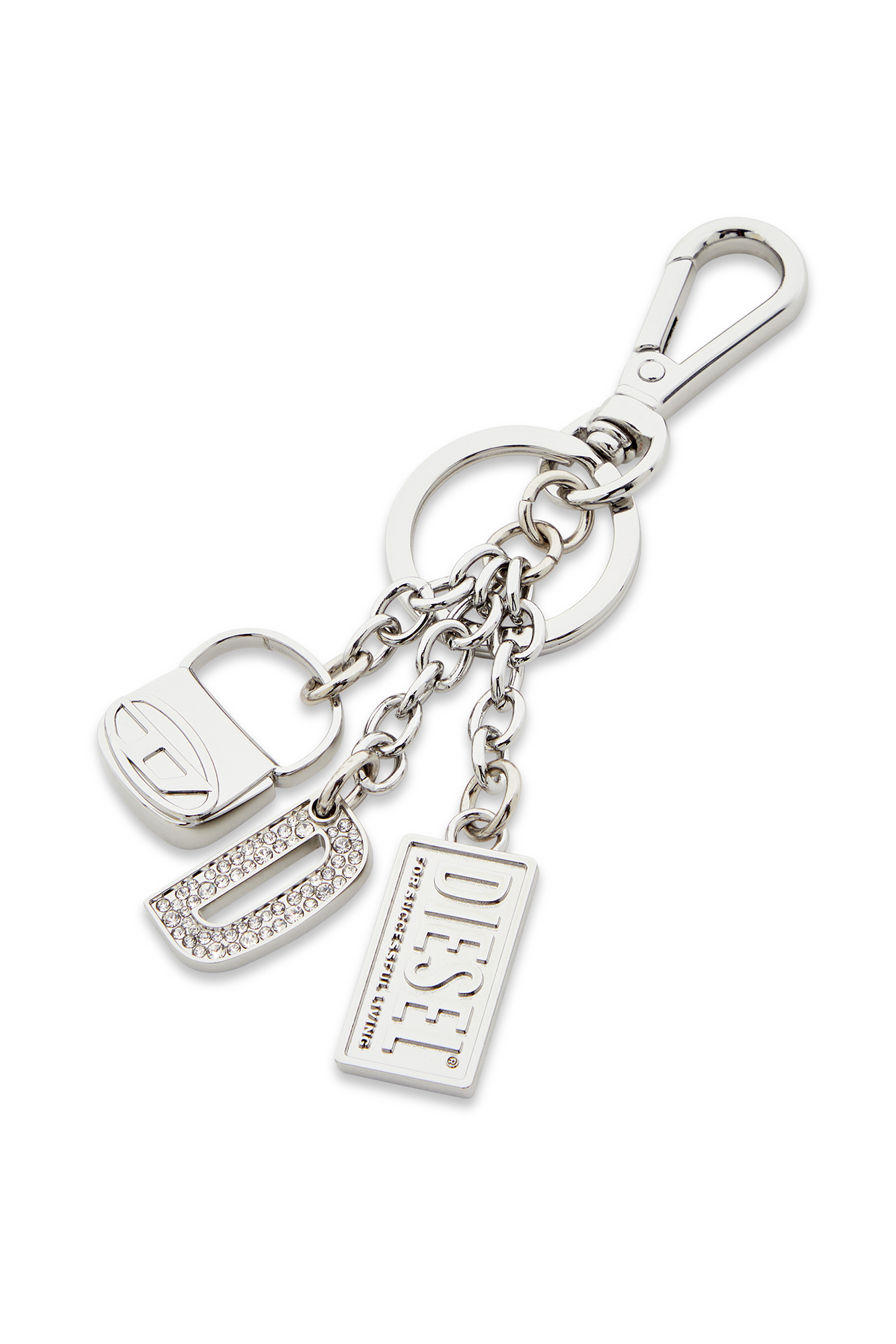 Diesel - 1DR KEY MULTICHARM, Porte-clés en métal avec breloques à logo Femme in Gris argenté - 2