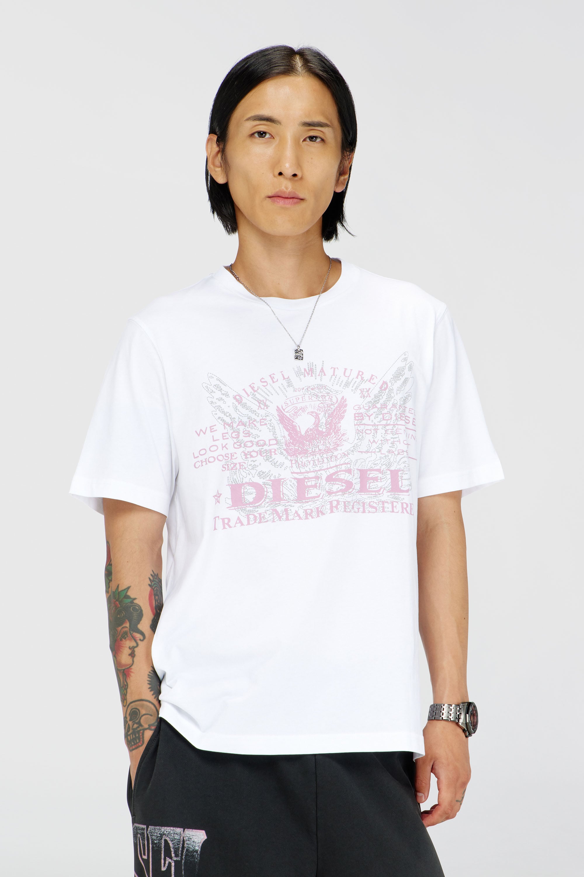 Diesel - T-JUST-FENIX-T92, T-shirt en coton avec imprim&eacute; graphique Homme in Blanc - 1