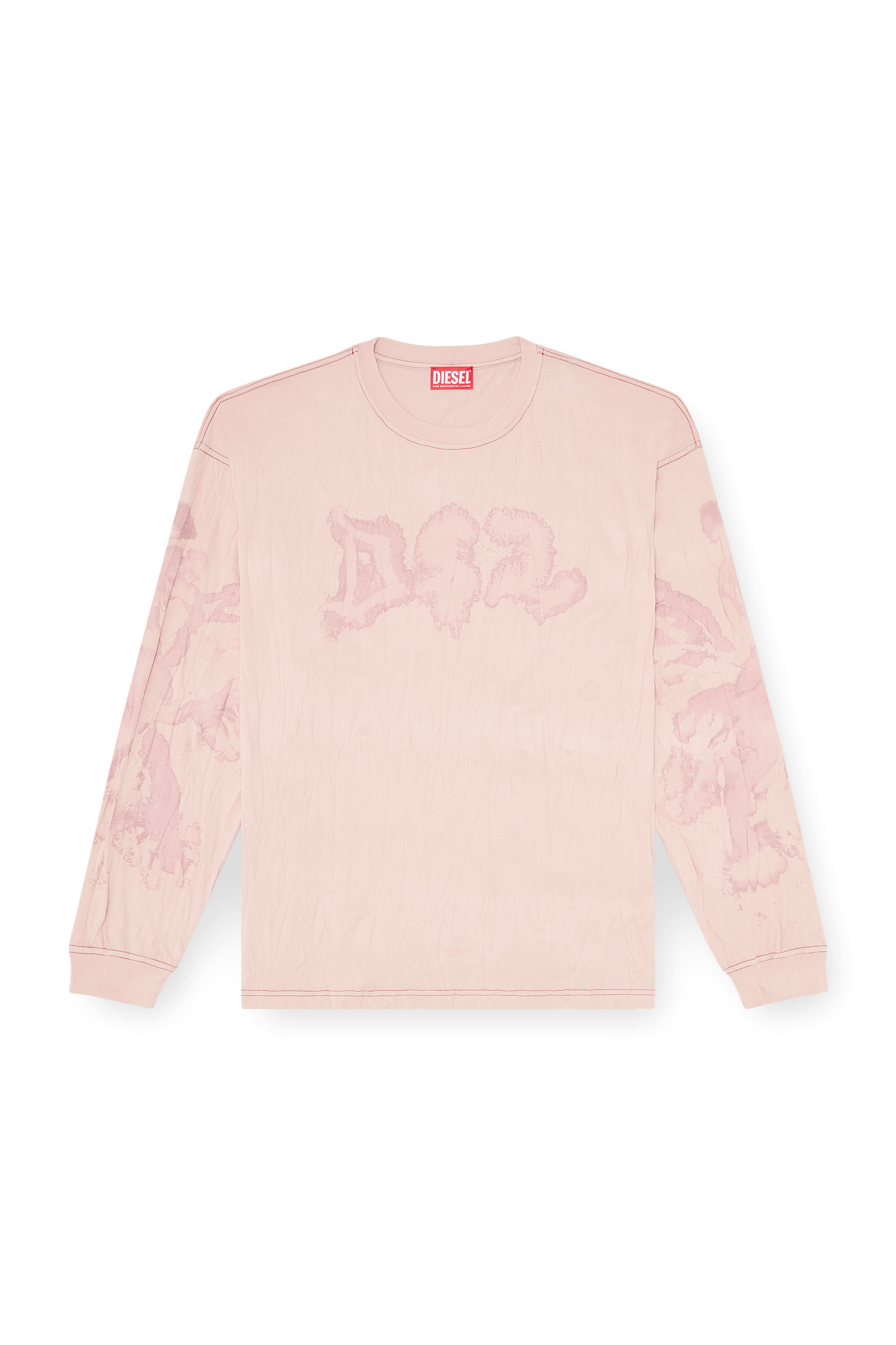 Diesel - T-BOXT-LS-AA4, T-shirt relaxed &agrave; manches longues avec imprim&eacute; tachet&eacute; Homme in Rose - 3