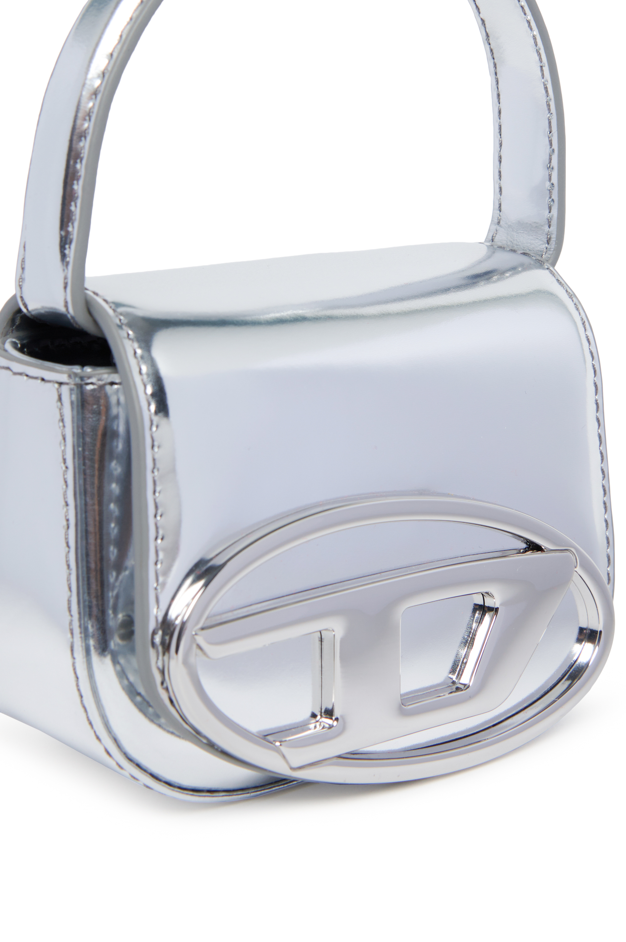 Diesel - 1DR XS, Mini sac iconique en cuir mat métallisé Femme in Gris argenté - 4