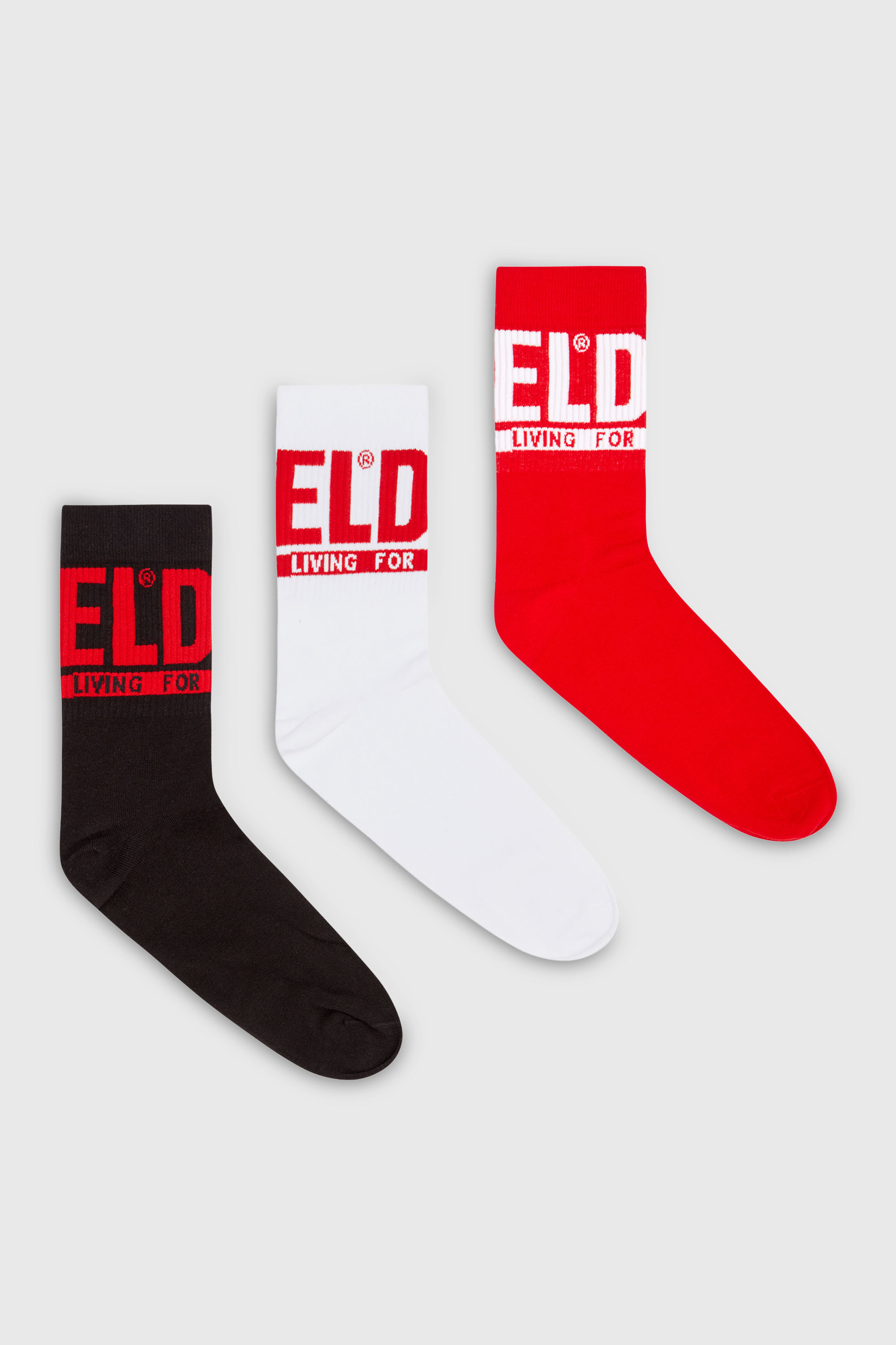 Diesel - SKM-RAY-THREEPACK, Lot de trois paires de chaussettes avec revers &agrave; logo Homme in Polychrome - 1