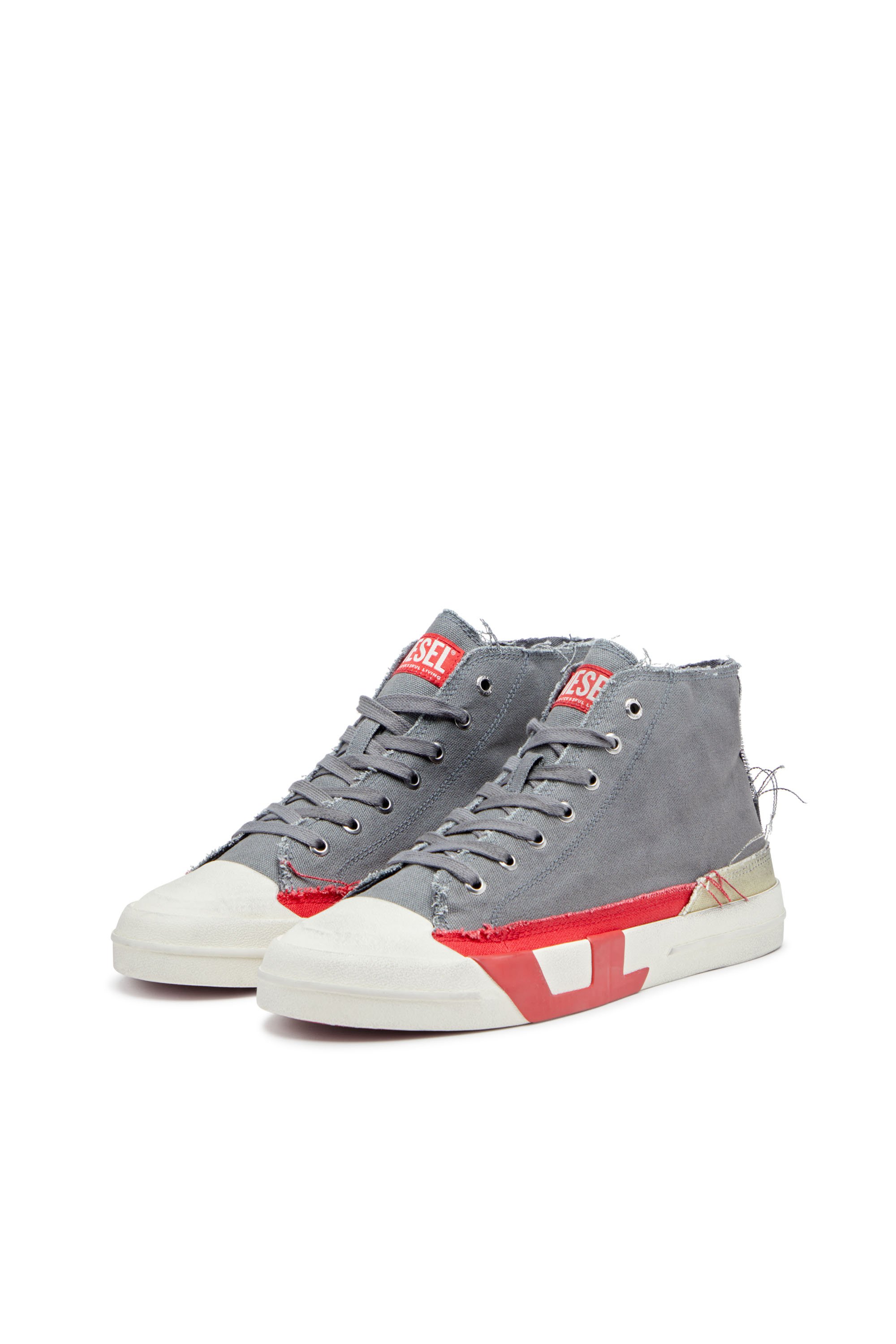 Diesel - S-D-VERSE MID, S-D-Verse-Sneakers montantes en toile à effet sali Homme in Polychrome - 9