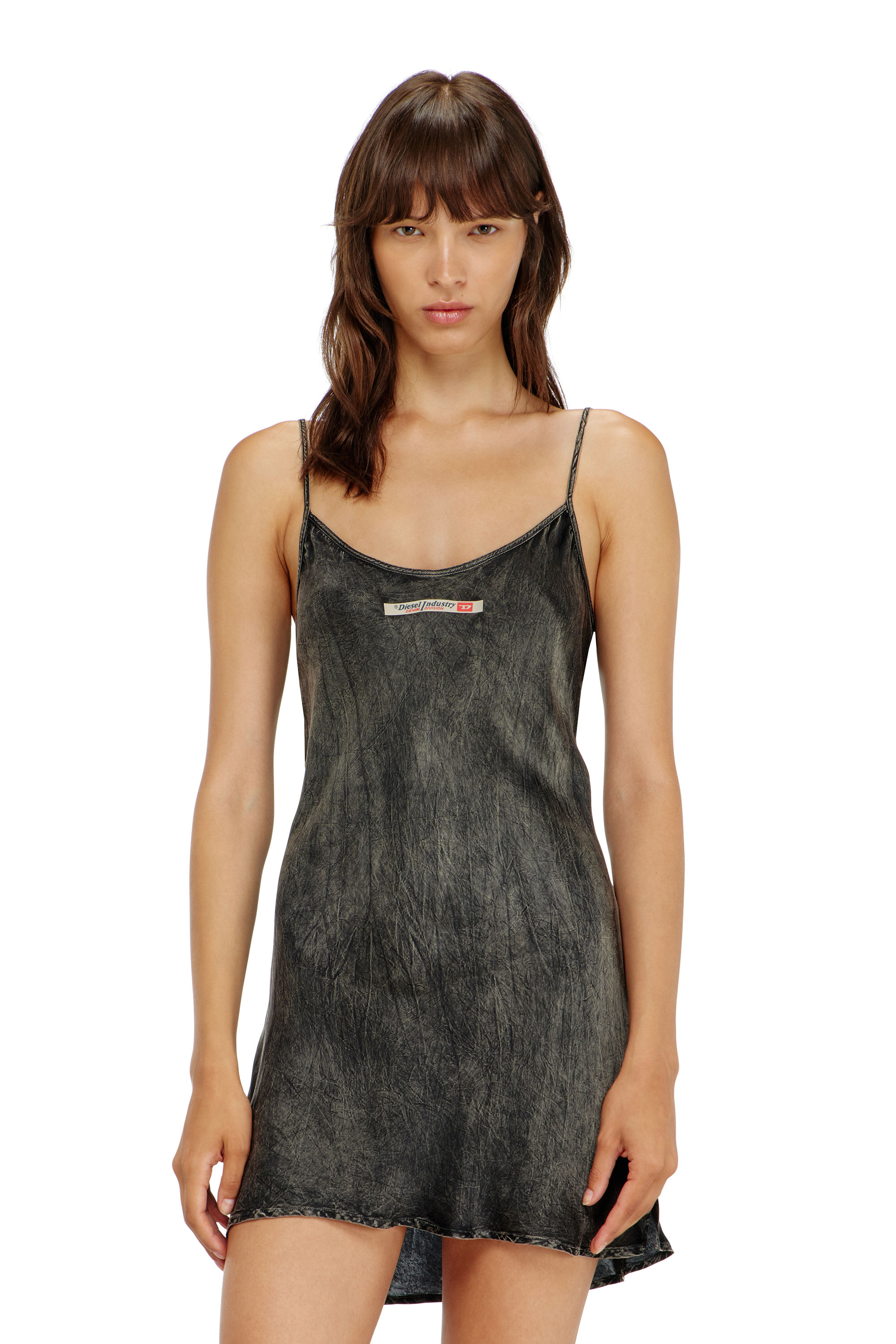 Diesel - CASSIDY-DNM, Robe slip en viscose &agrave; fines bretelles Femme in Noir - 1