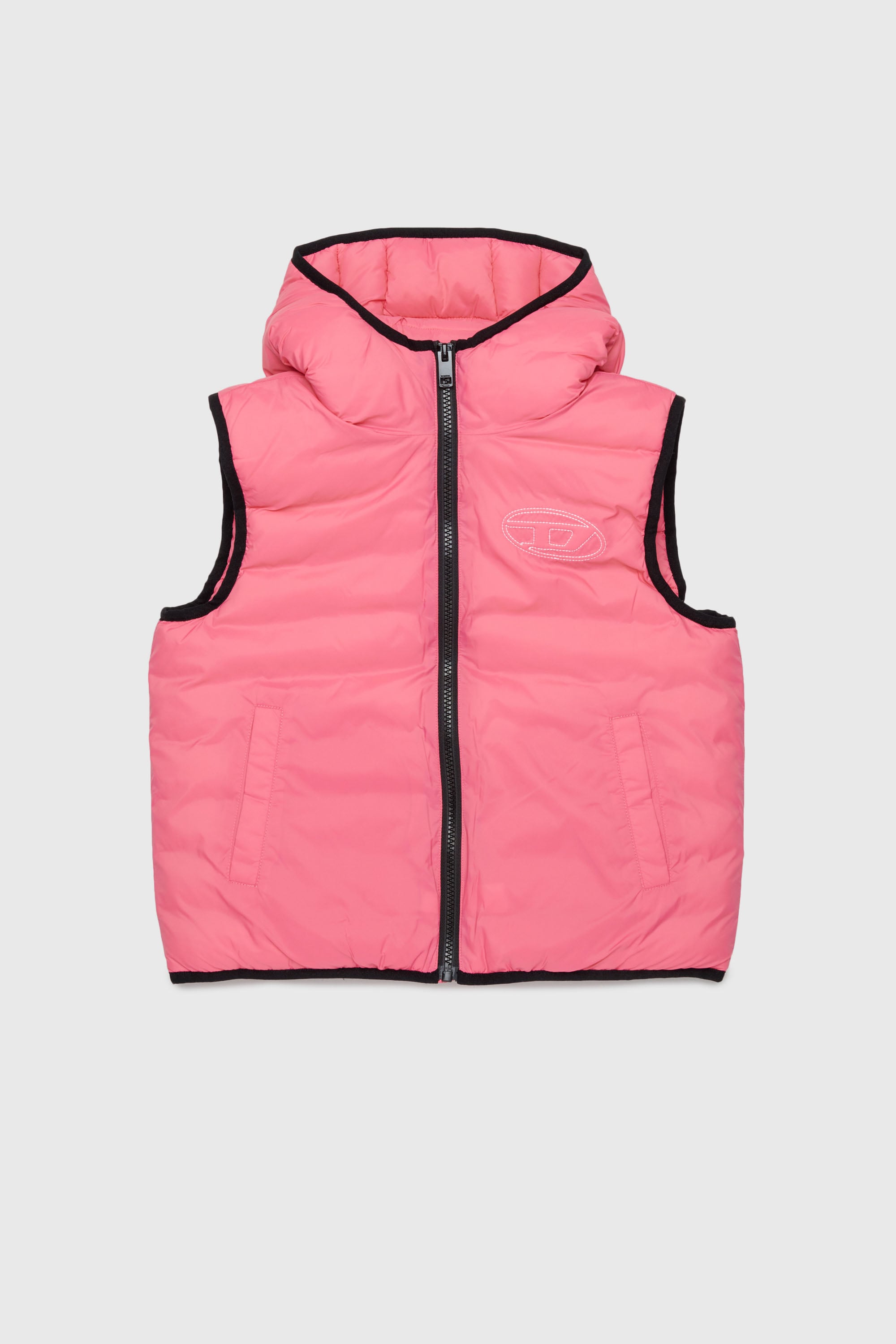 Diesel - JOSIP, Gilet &agrave; capuche en nylon matelass&eacute; Mixte in Rose - 1