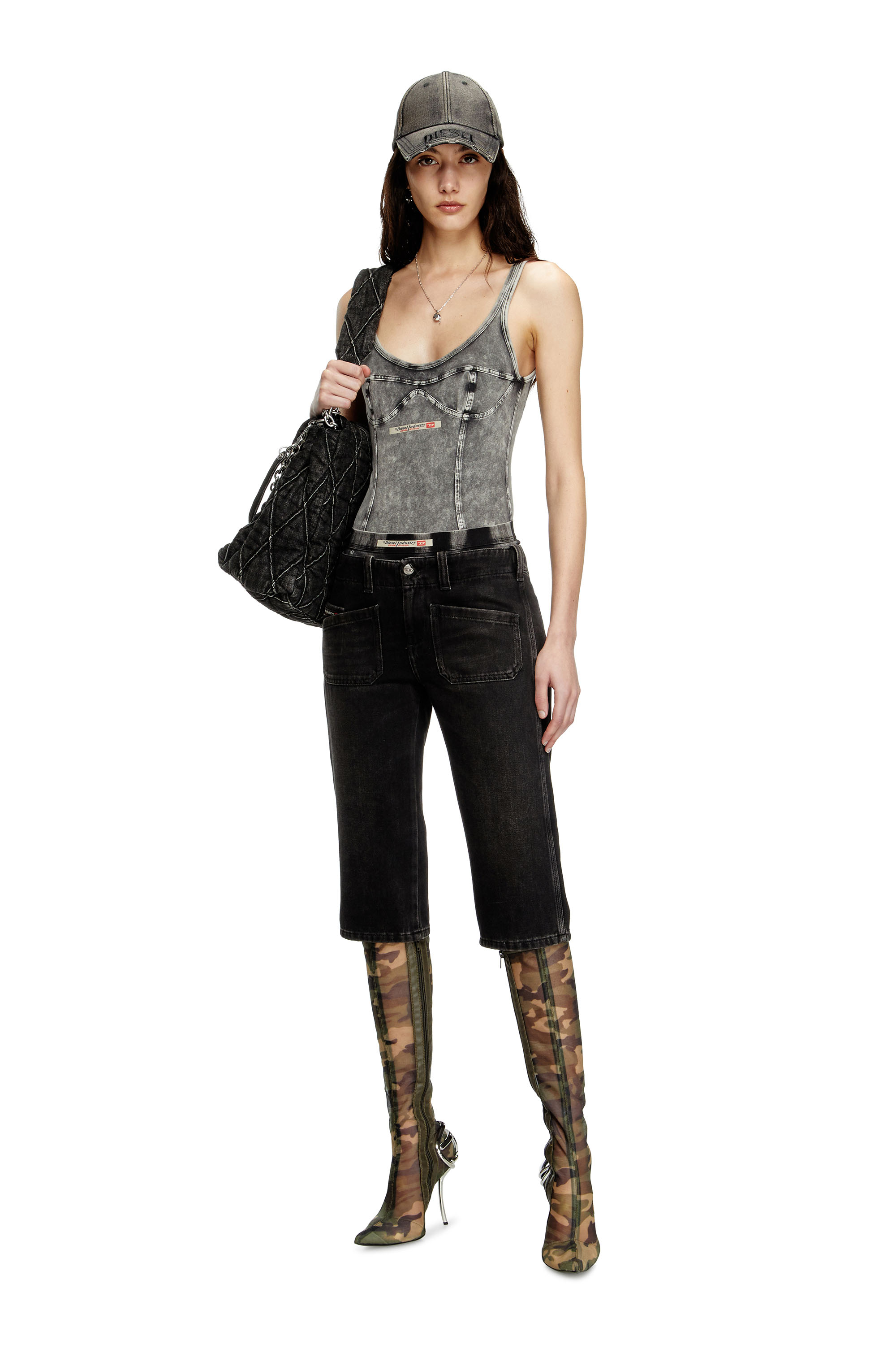 DE-KEATE-SHORT, Noir Diesel - DE-KEATE-SHORT, Short capri en denim Femme in Noir - 1