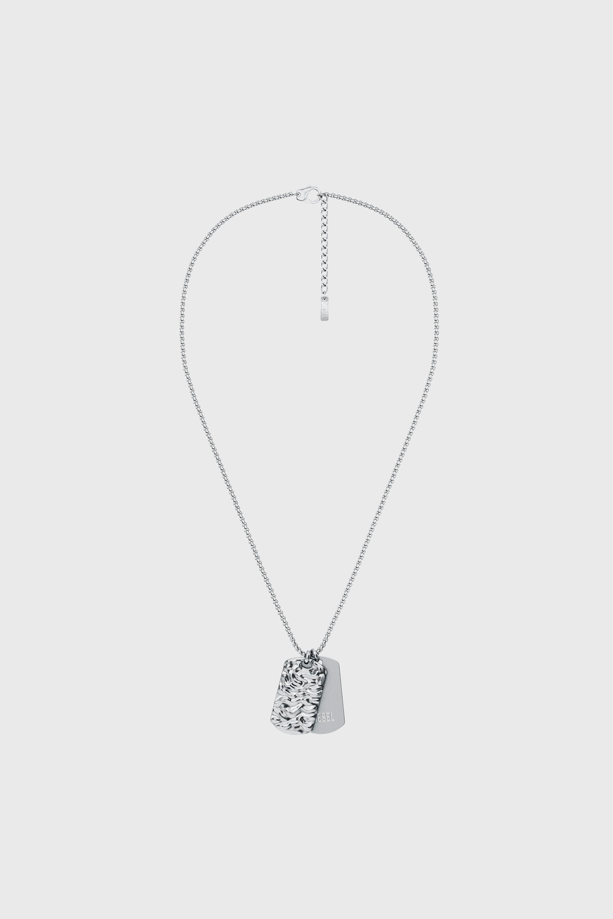 Diesel - DX1735040, Collier plaque militaire (dog tag) en acier inoxydable Mixte in Gris argent&eacute; - 1