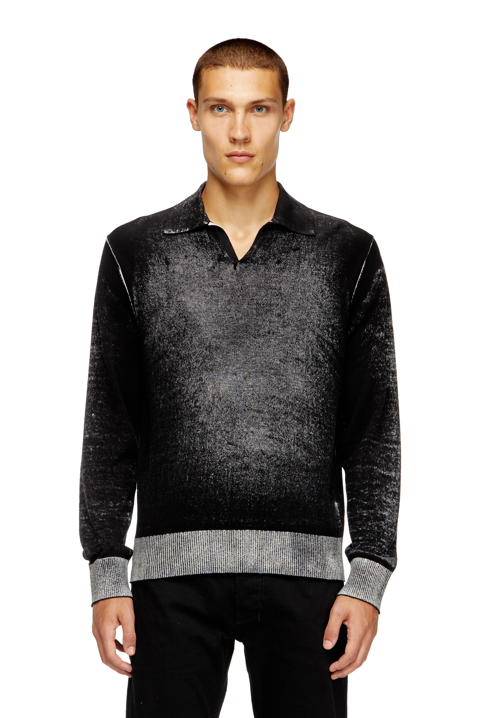 Diesel - K-LORENZO, Pull polo avec imprimé inversé Homme in Noir - 1