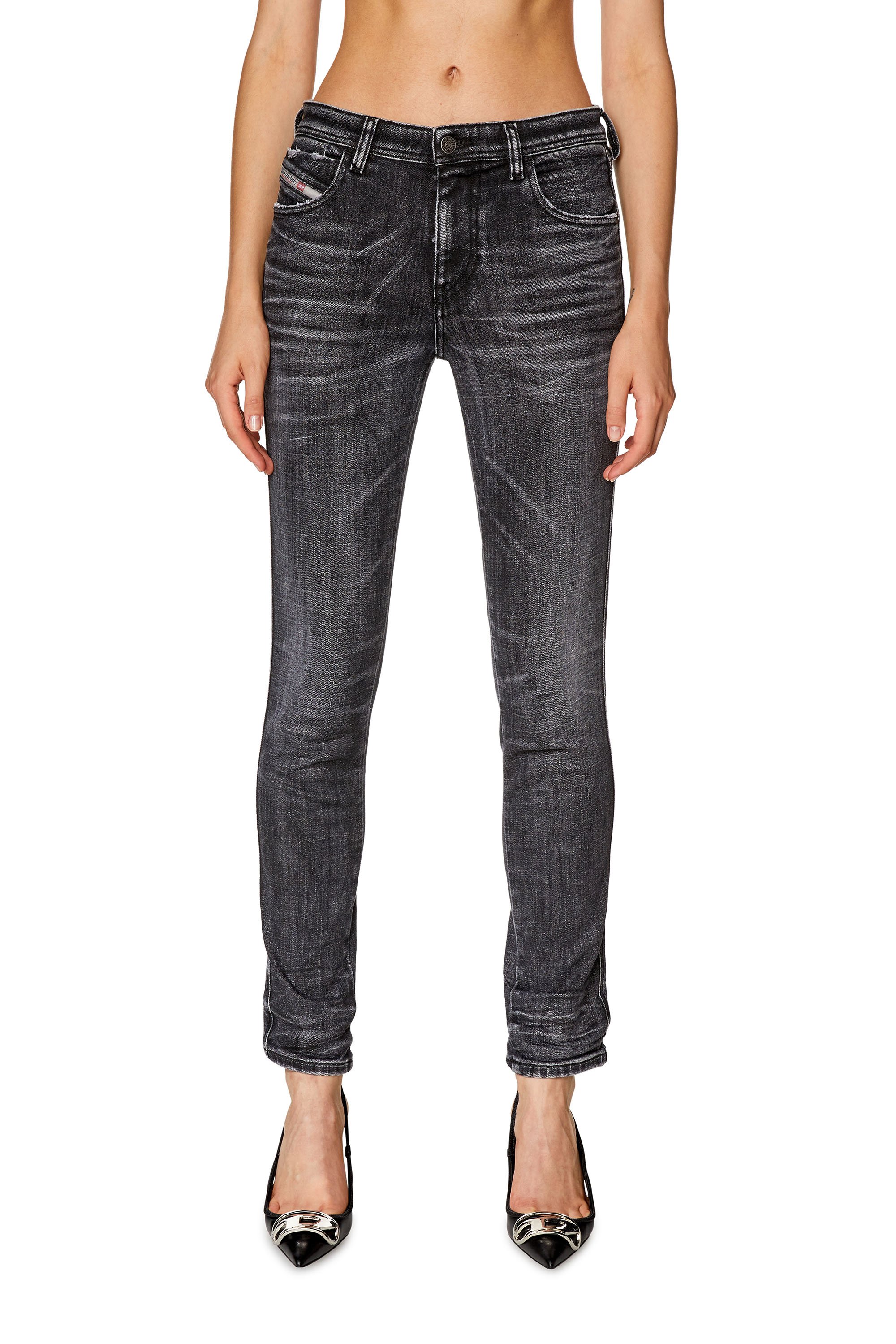 Diesel - Skinny Jeans 2015 Babhila 09G50, Noir/Gris foncé - Image 1