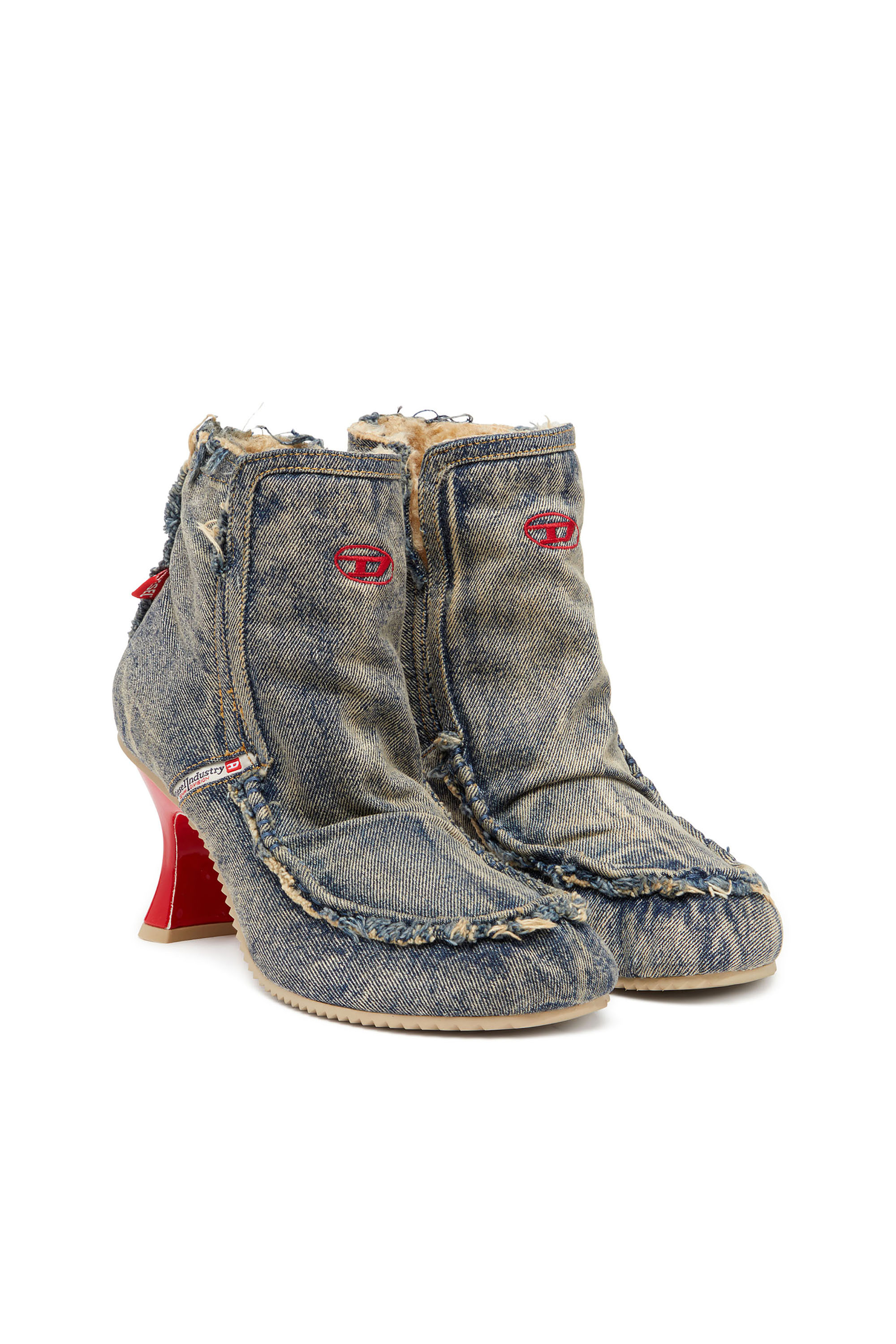 Diesel - D-WOODSTOCK HEEL AB, D-Woodstock - Bottes en denim à talon Femme in Bleu - 2