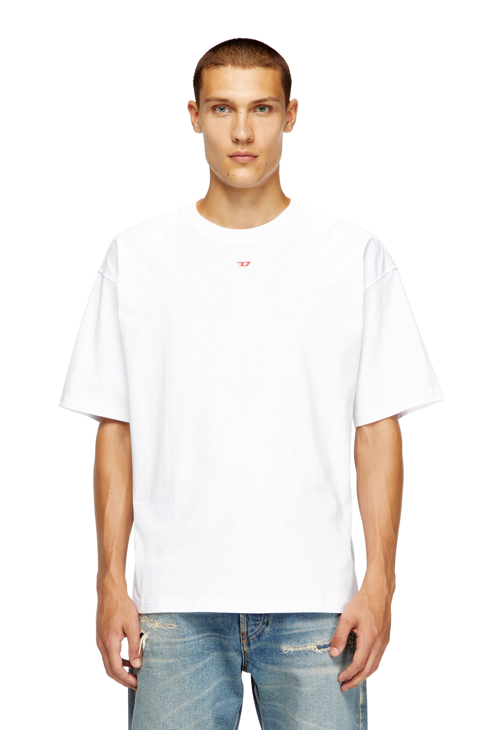 Diesel - T-BOXT-D, T-shirt avec empi&egrave;cement D brod&eacute; Mixte in Blanc - 3