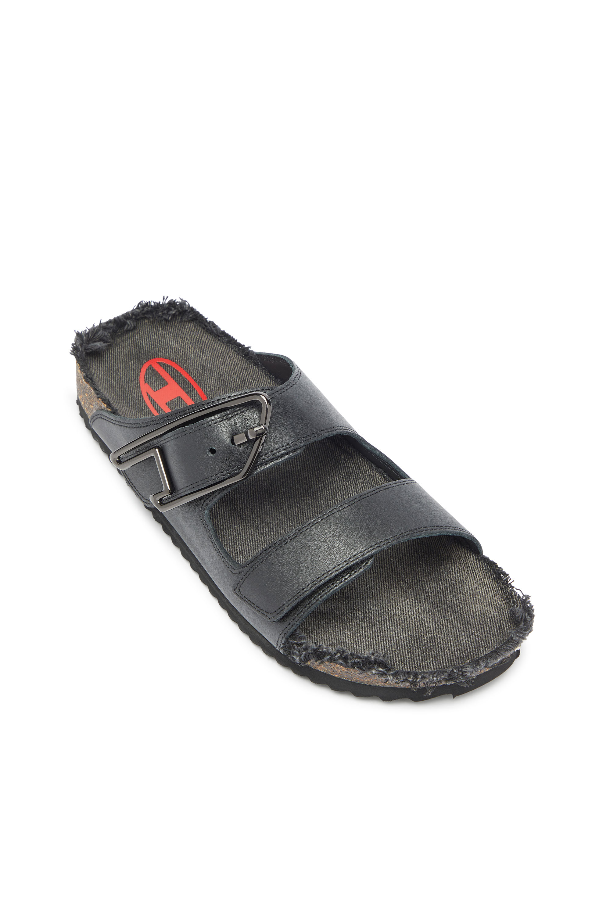 Diesel - D-WOODSTOCK D SANDAL, D-Woodstock - Bride en cuir avec semelle en li&egrave;ge Homme in Noir - 6