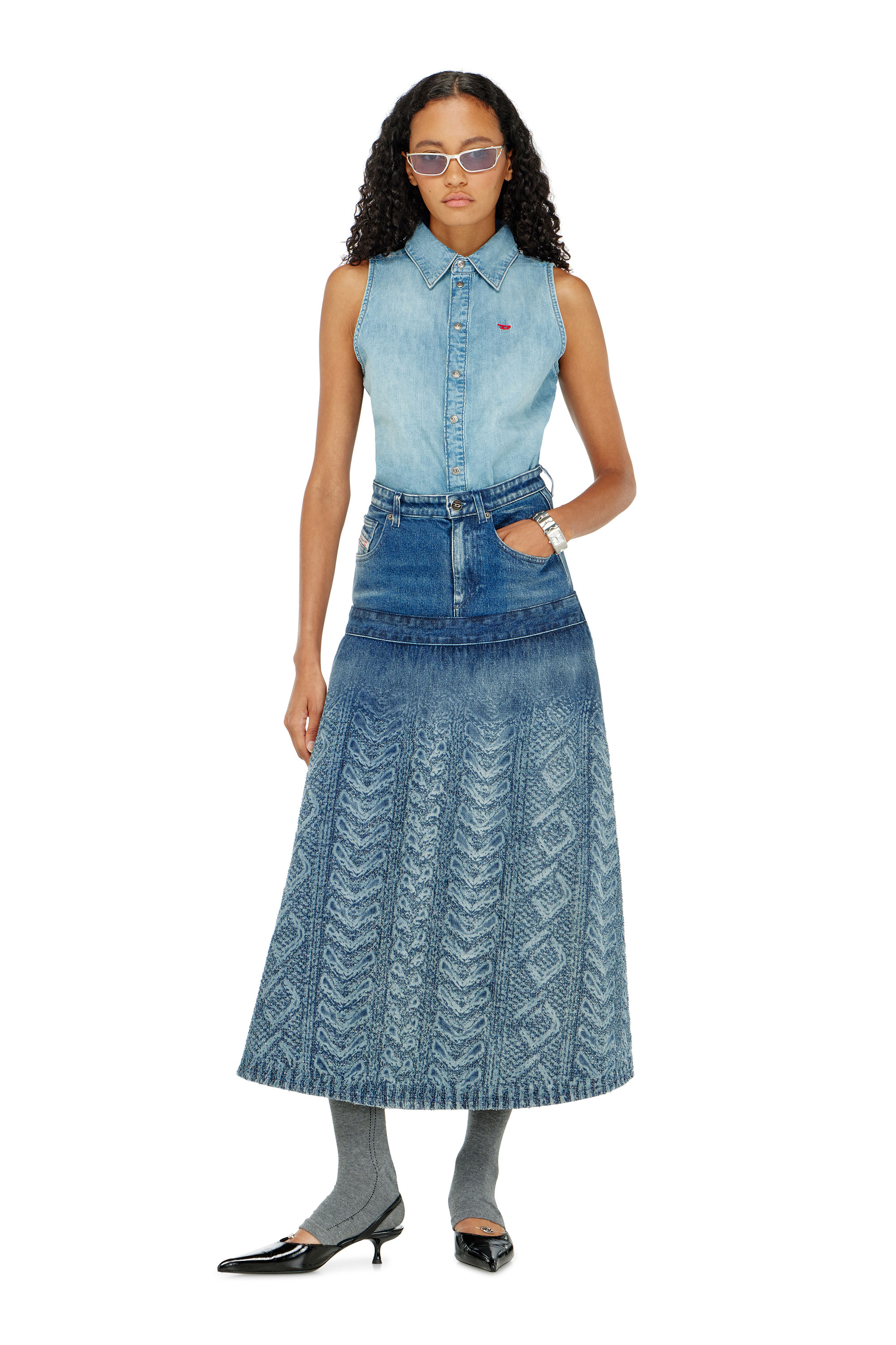 Diesel - DE-EAZY-SL, Chemise en denim sans manches Femme in Bleu - 2