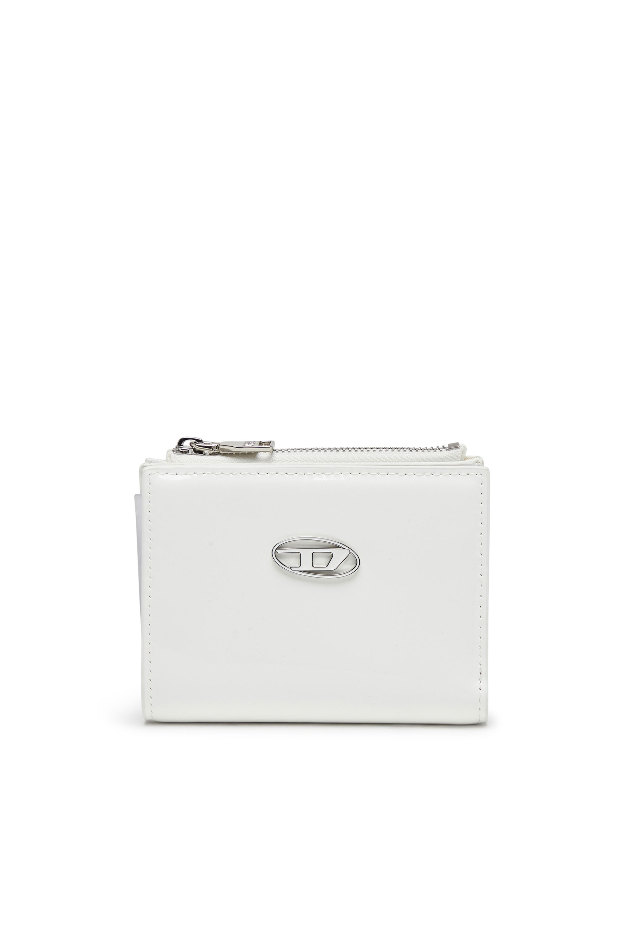 Diesel - PLAY BI-FOLD ZIP II, Petit portefeuille en cuir brillant Femme in Blanc - 1