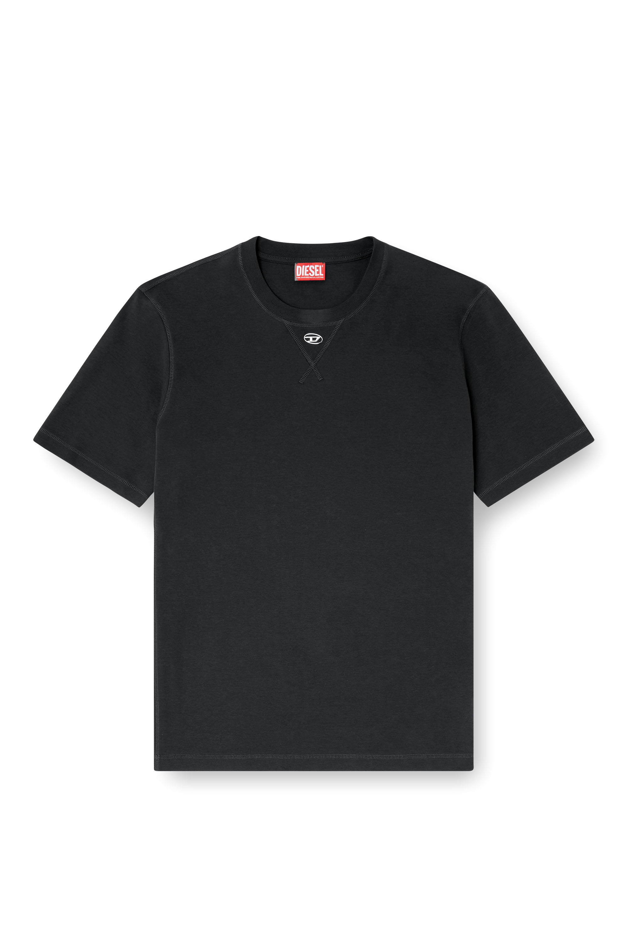 Diesel - T-MADJUST-TR, T-shirt r&eacute;guli&egrave;re avec col rond et Oval D Homme in Gris - 3
