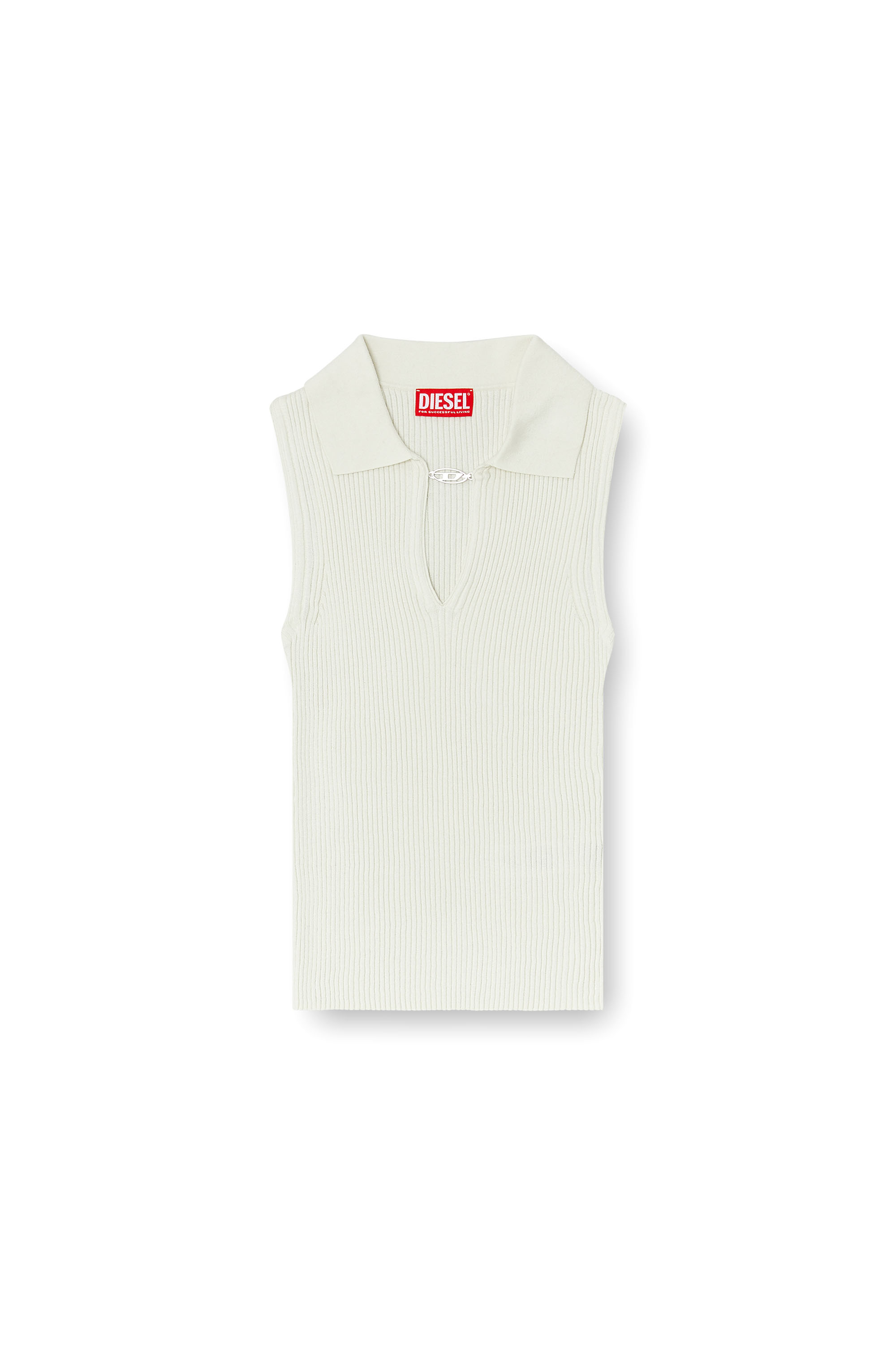 Diesel - M-LILITA, Polo sans manches en maille c&ocirc;tel&eacute;e, m&eacute;lange de soie Femme in ToBeDefined - 3