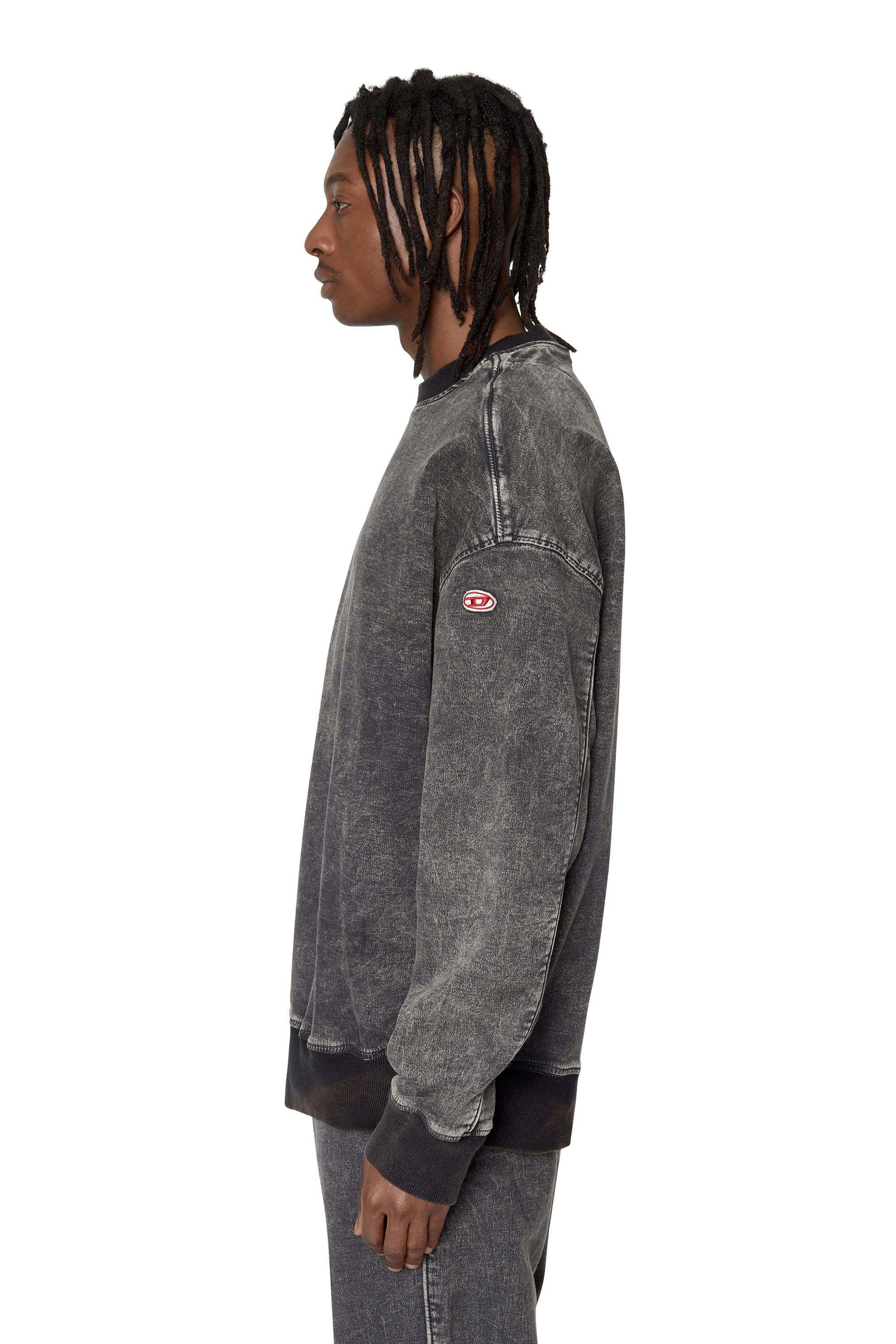 Diesel - D-KRIB TRACK DENIM SWEATSHIRT, Noir/Gris foncé - Image 6