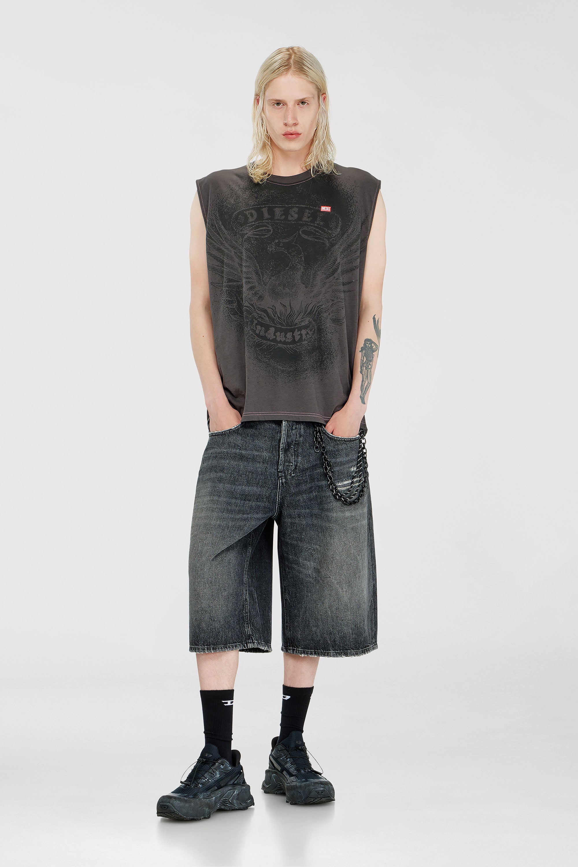 Diesel - T-BOXT-SL-NOTCH, D&eacute;bardeur en coton avec motif ton sur ton Homme in Gris - 2