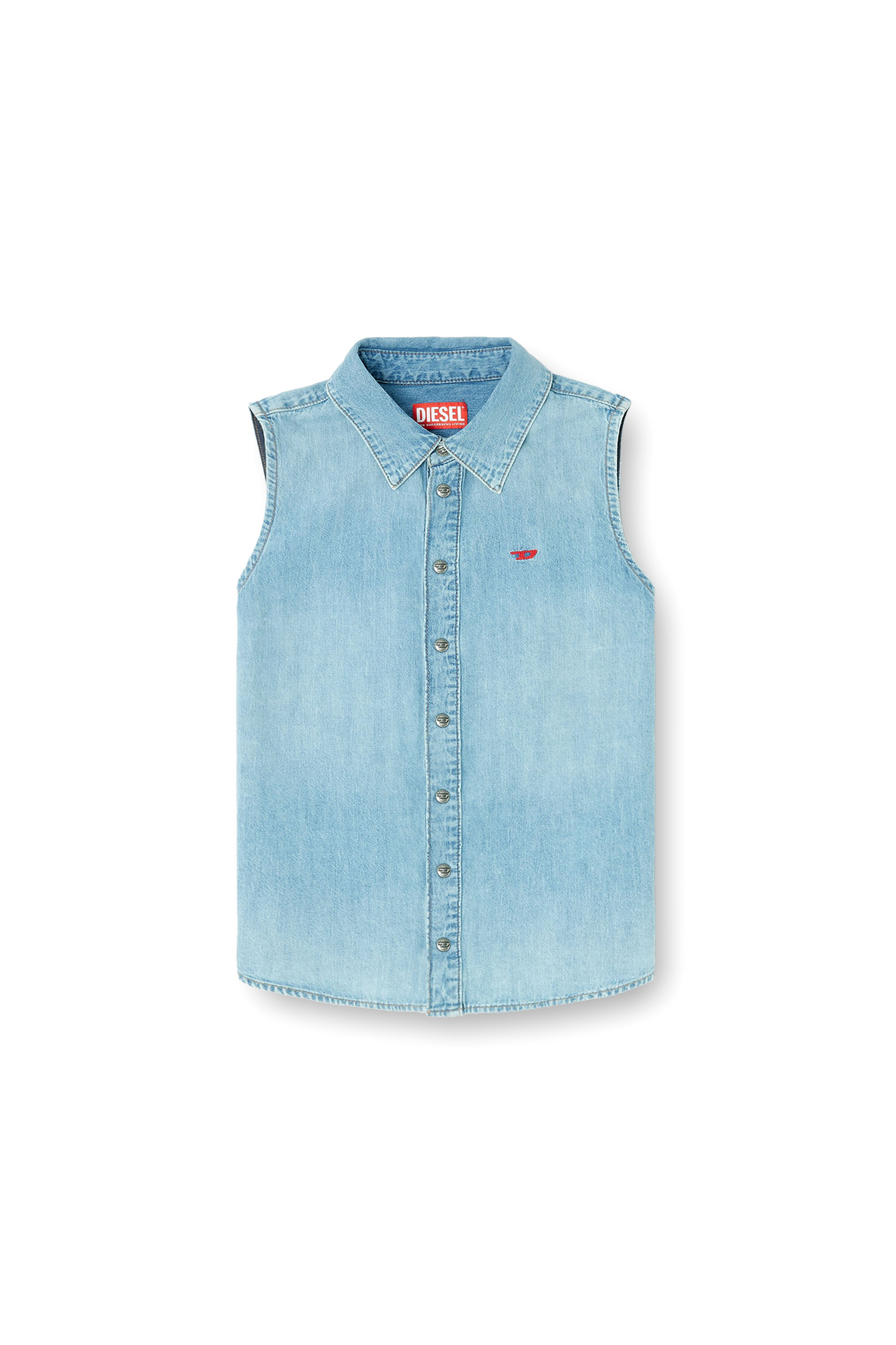 Diesel - DE-EAZY-SL, Woman's Sleeveless denim shirt in Light Blue - 2