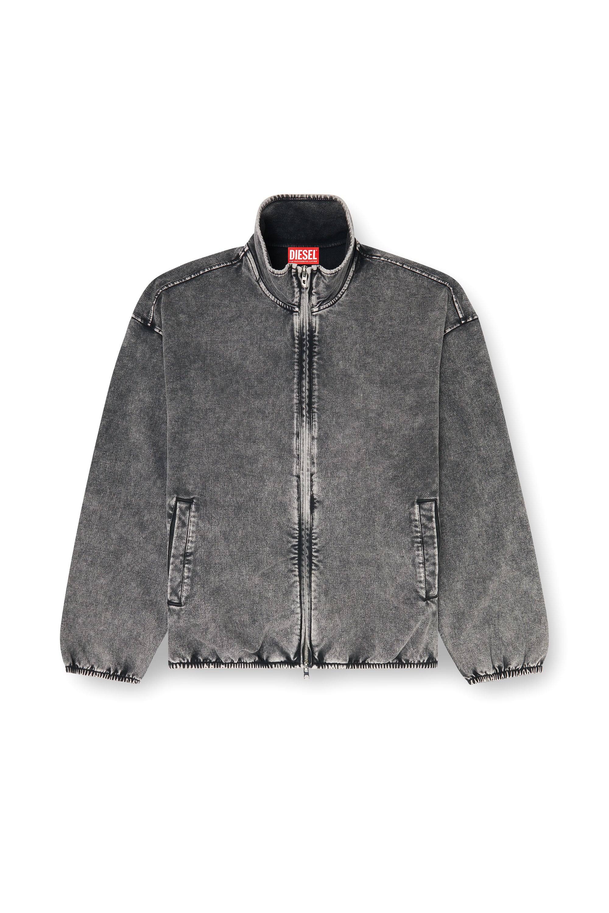 Diesel - S-CORSY, Veste sweat effet denim Homme in Gris - 3