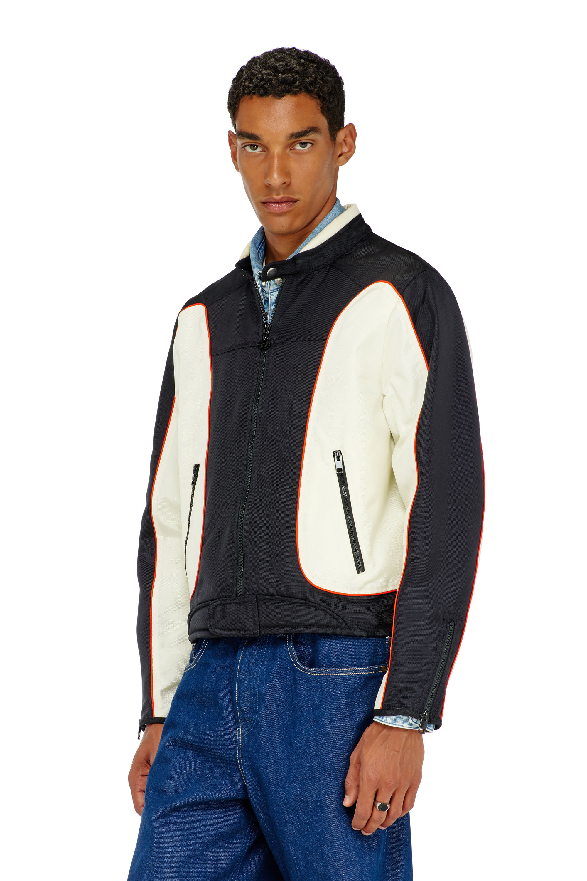 Diesel - J-BLINK-A, Veste biker color-block avec passepoil Homme in Polychrome - 3