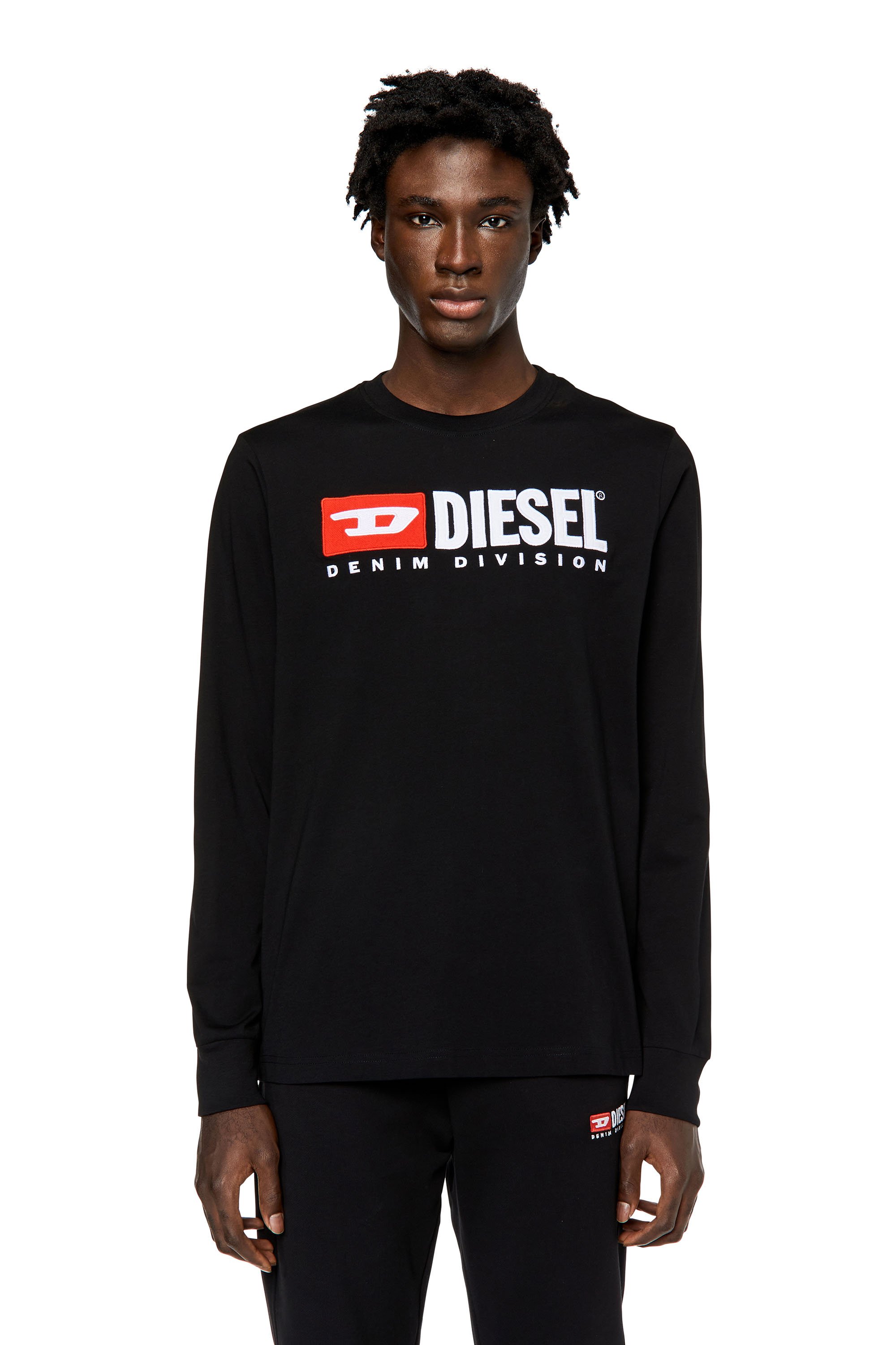 Diesel - T-JUST-LS-DIV, Man Long-sleeve T-shirt with embroidery in Black - Image 1