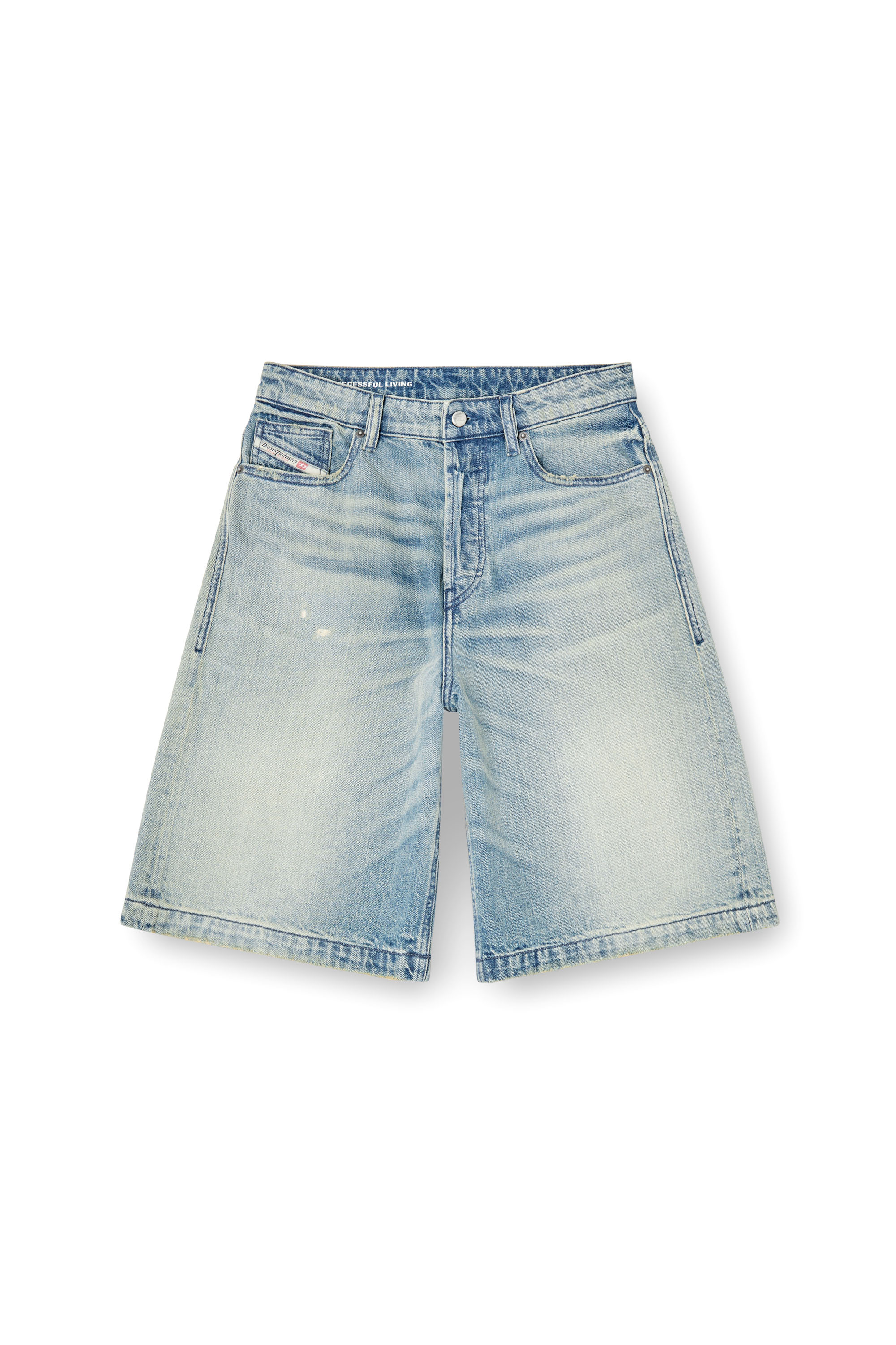 Diesel - DE-SIRE-SHORT, Short en denim effet vieilli Femme in Bleu - 3