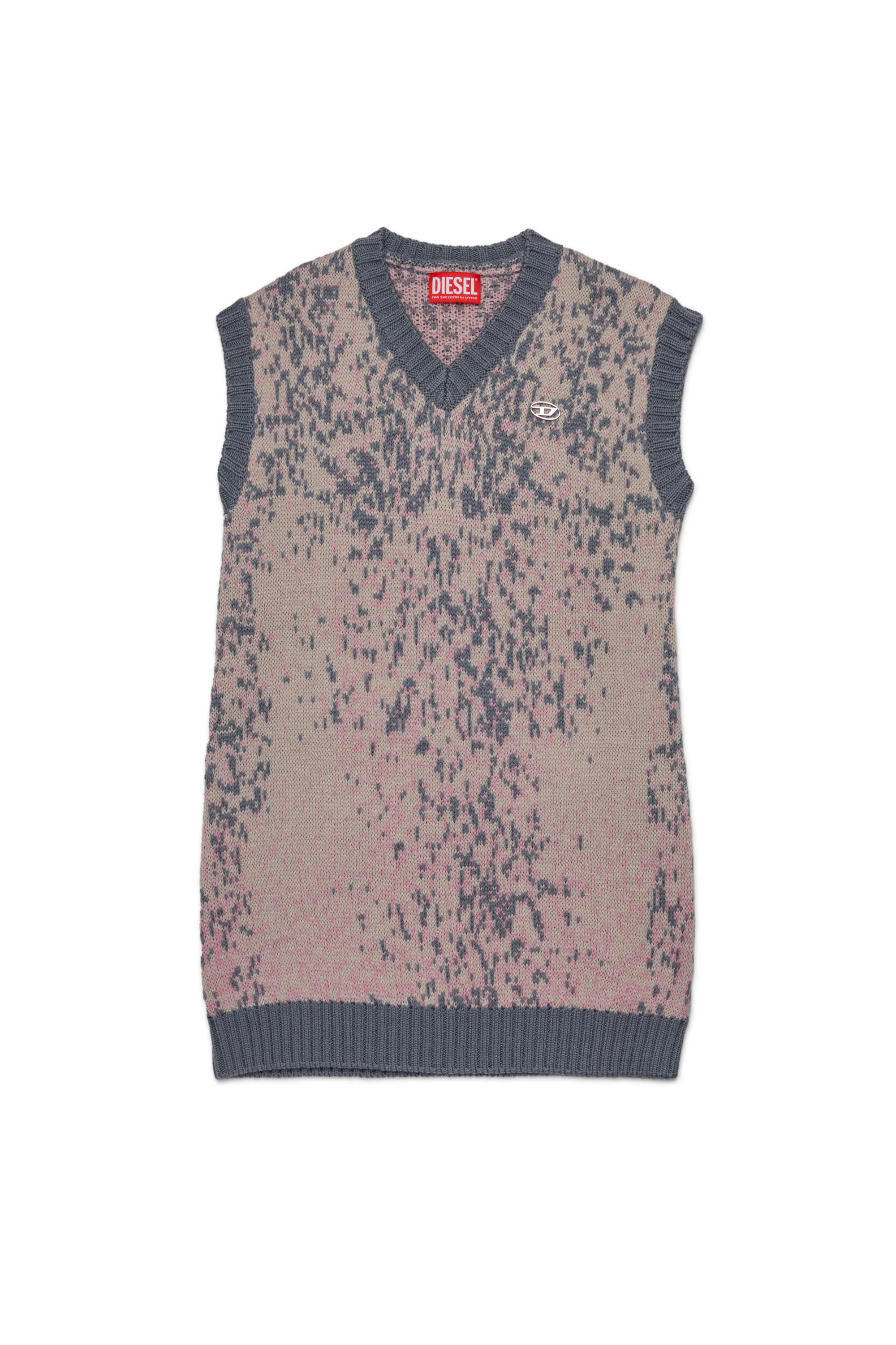 Diesel - DIAMA, Robe en laine avec col en V Femme in Rose - 1