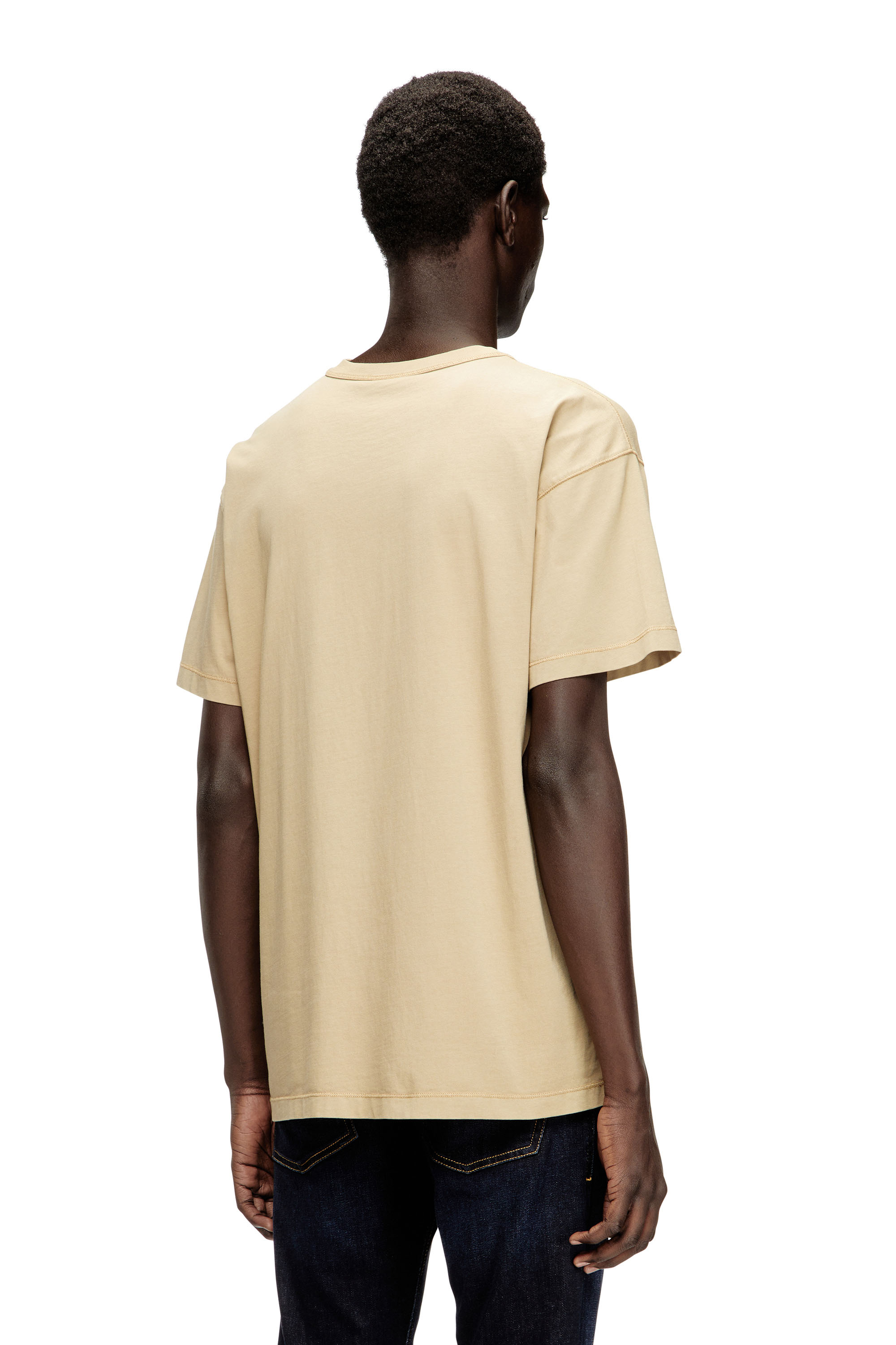 Diesel - T-NORM-IOD, T-shirt en coton léger avec logo Ovale D métallisé Homme in Beige - 4