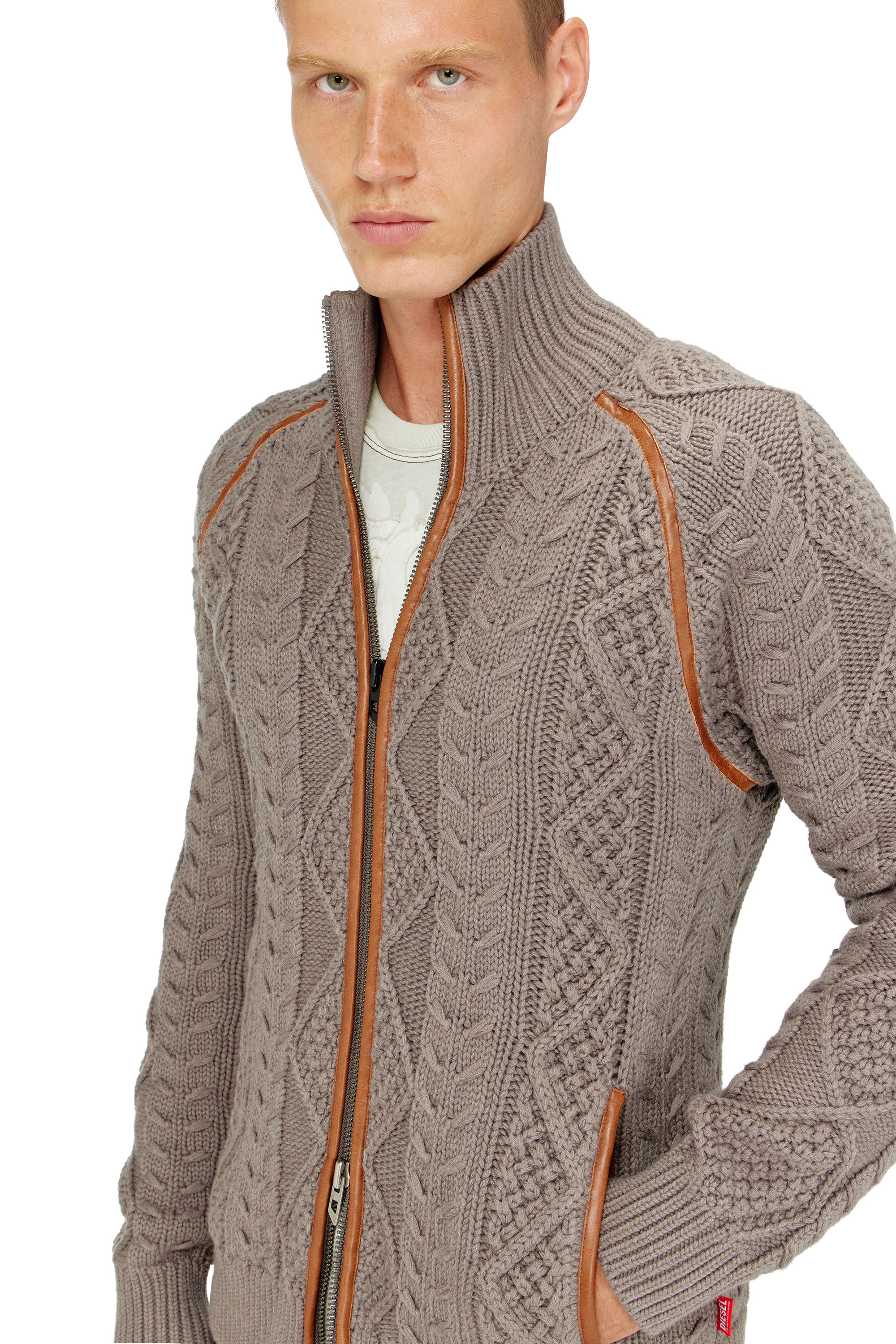 Diesel - K-INOKI, Cardigan zip en maille torsad&eacute;e Homme in ToBeDefined - 5