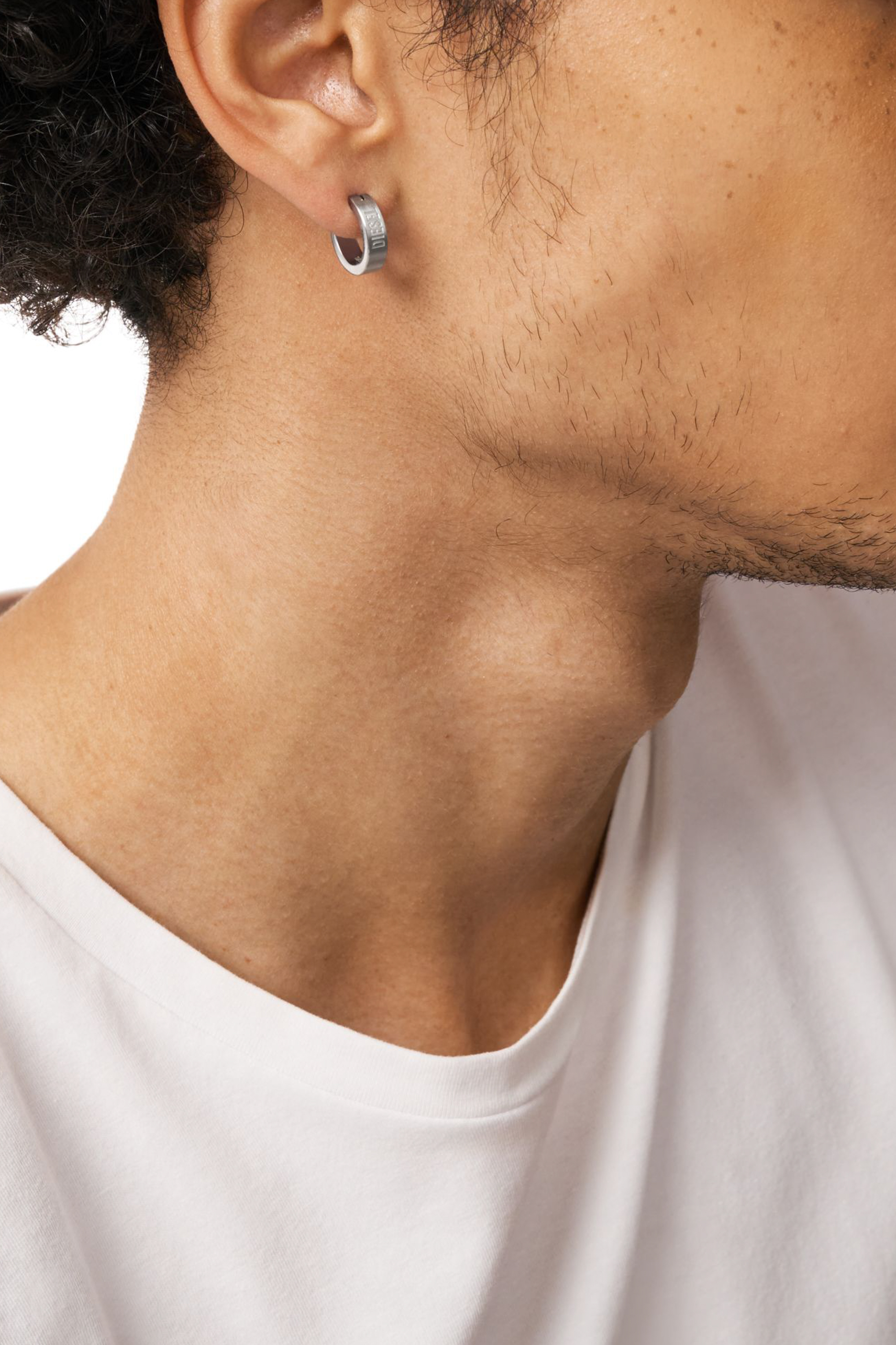 Diesel - DX1639040 JEWELLERY, Boucle d'oreille créole en acier inoxydable Mixte in Gris argenté - 4