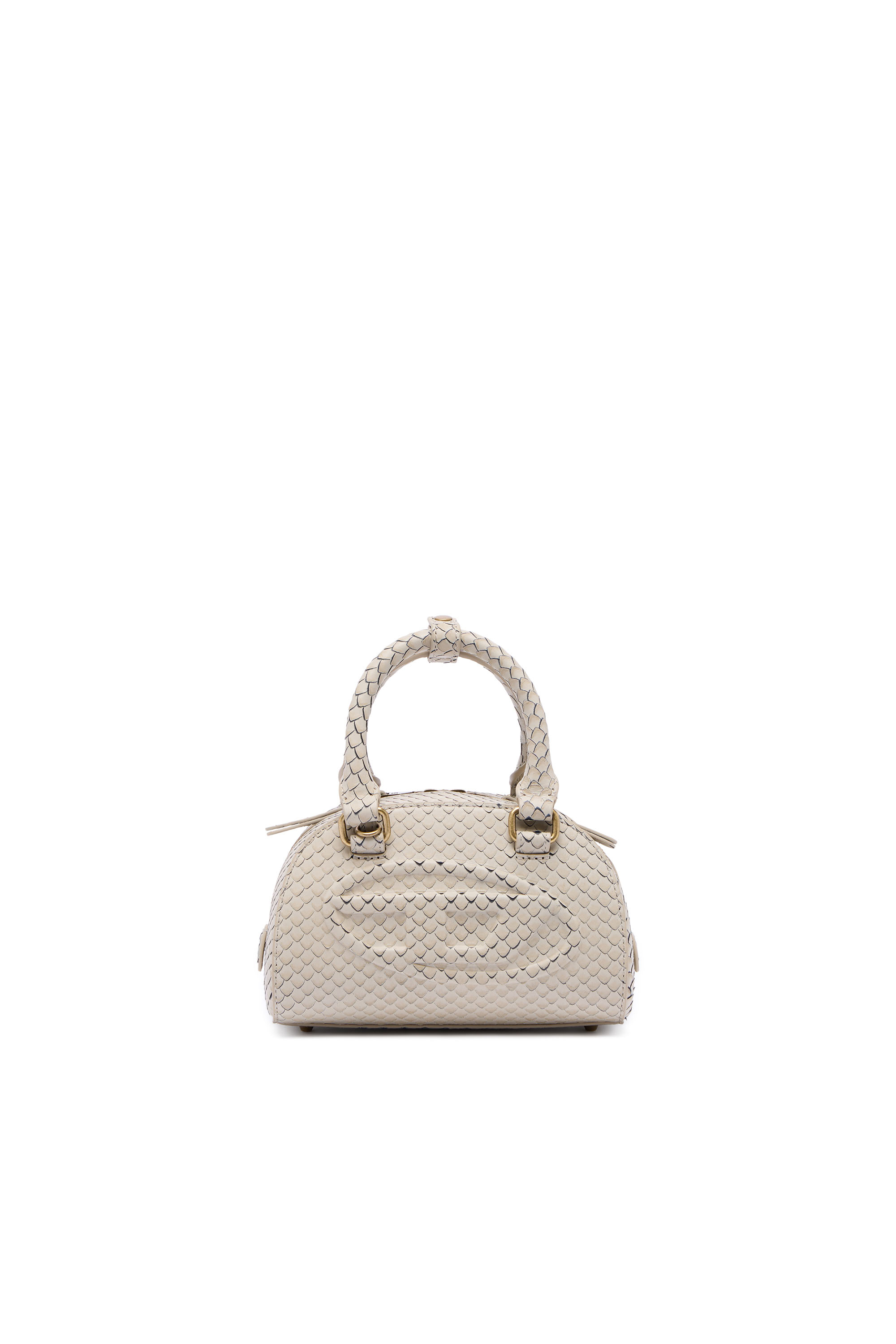 Diesel - 1DR DOME CROSSBODY, 1DR Dome-Sac bowling mini en cuir effet serpent Femme in Beige - 1