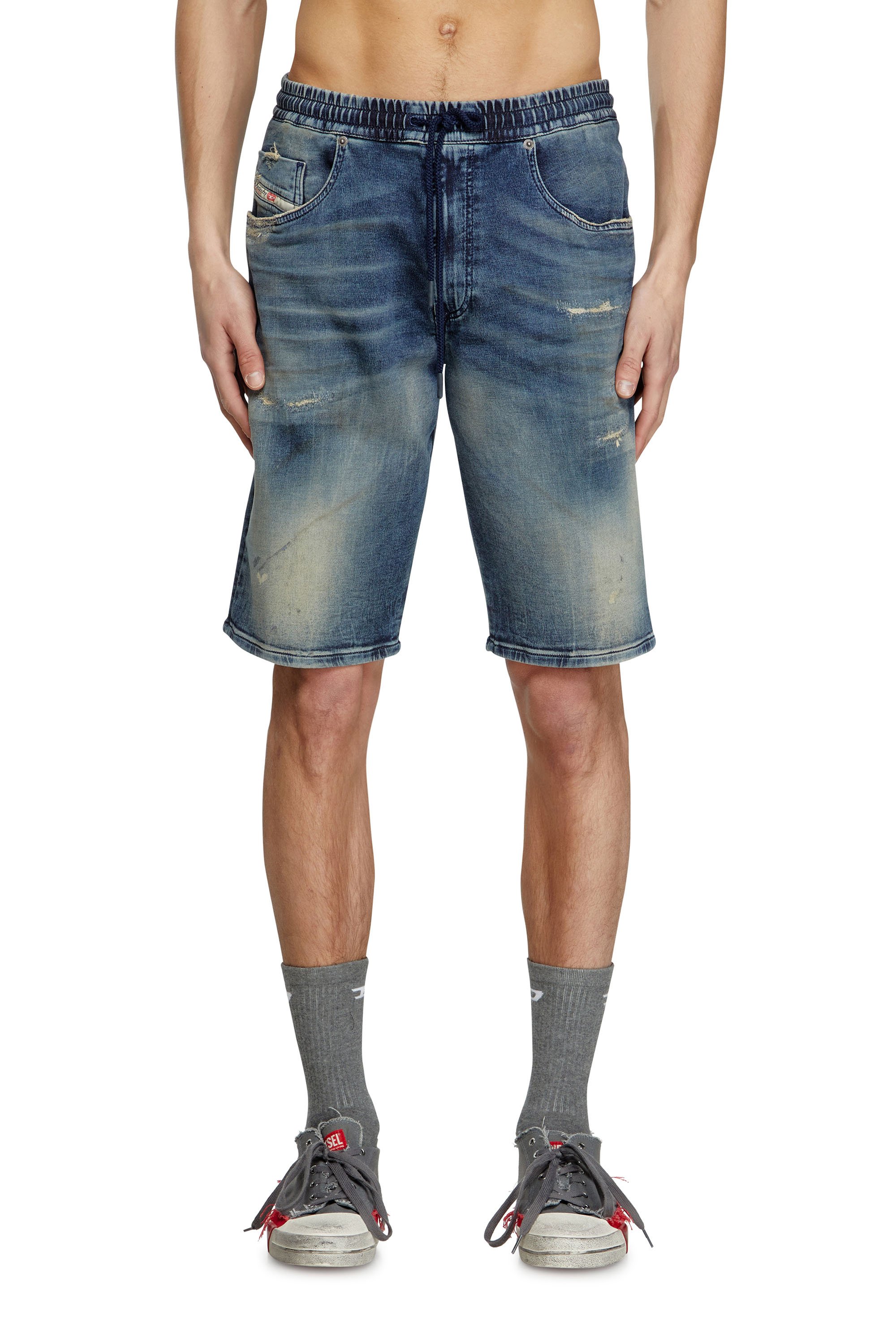 Diesel - 2033 D-KROOLEY-SHORT JOGG, Man's Chino shorts in JoggJeans in Dark Blue - 1