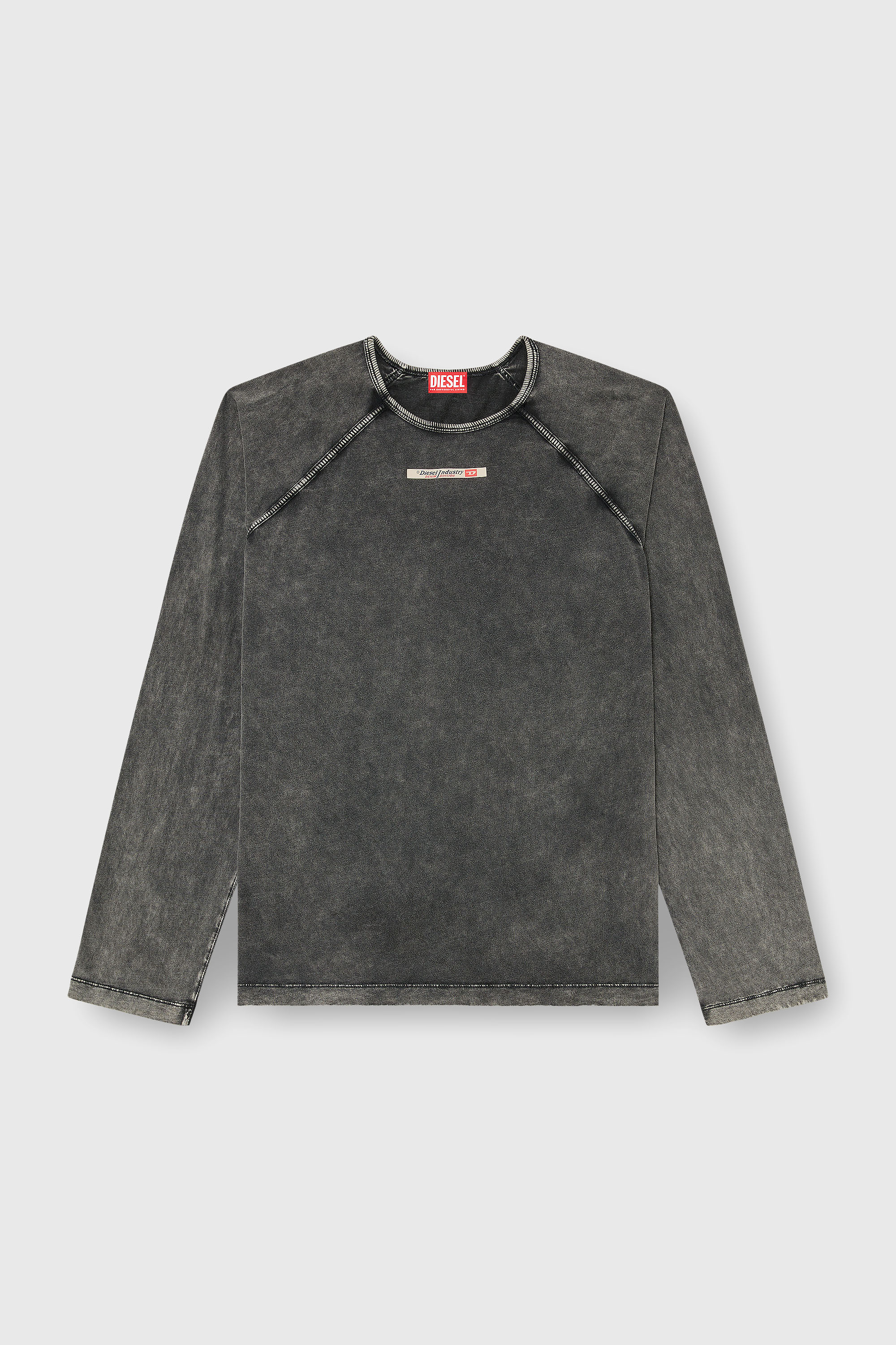 Diesel - BRYAN-DNM, Haut de pyjama en coton avec patch logo Homme in Gris - 2