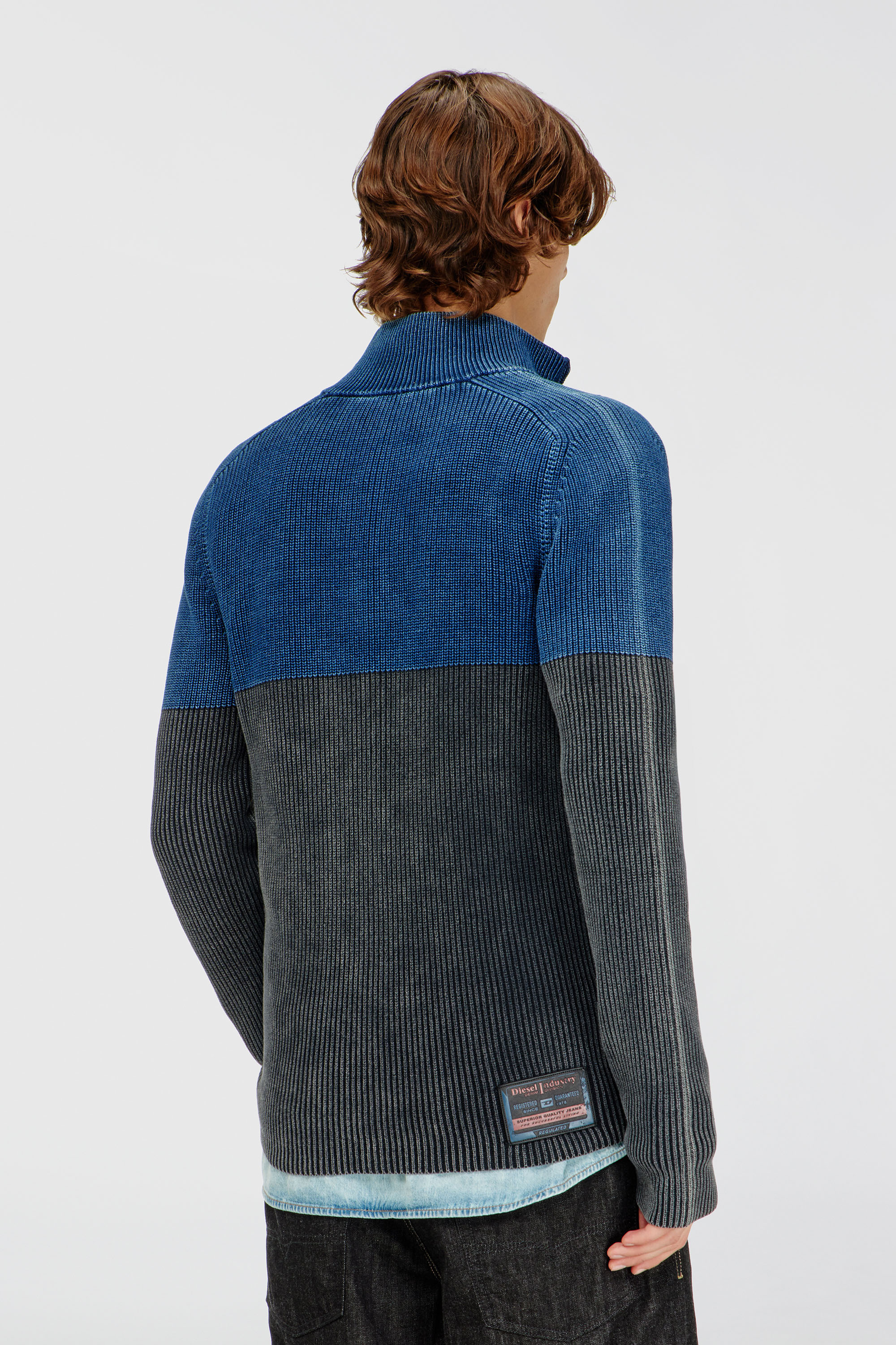 Diesel - K-HERMOS, Cardigan zipp&eacute; effet denim bicolore Homme in Polychrome - 3
