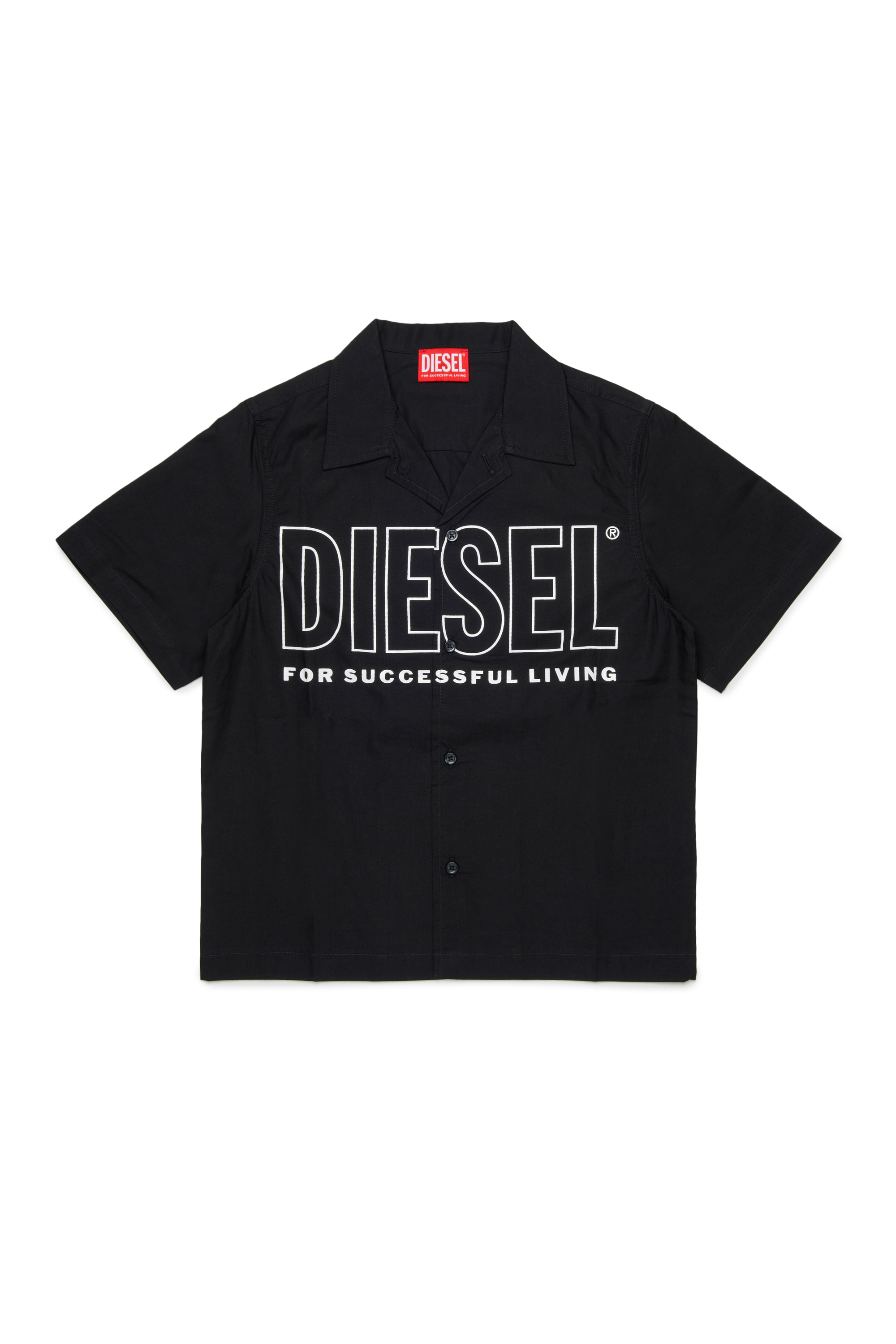 Diesel - MCDRID, Chemise en coton &agrave; manches courtes Homme in Noir - 1