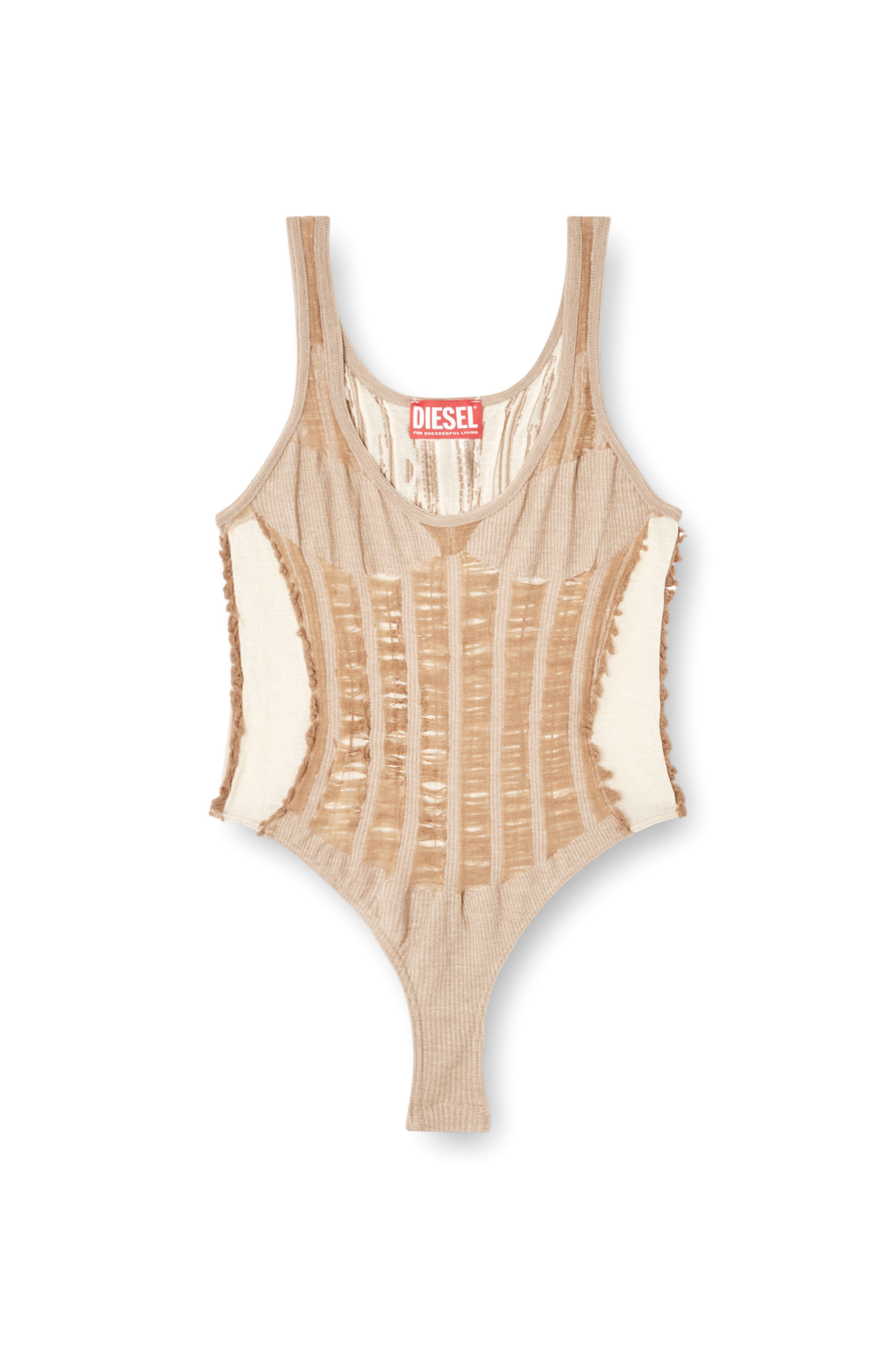 Diesel - M-CALIPSO-BODY, Body sans coutures avec illusion de lingerie Femme in Beige - 3