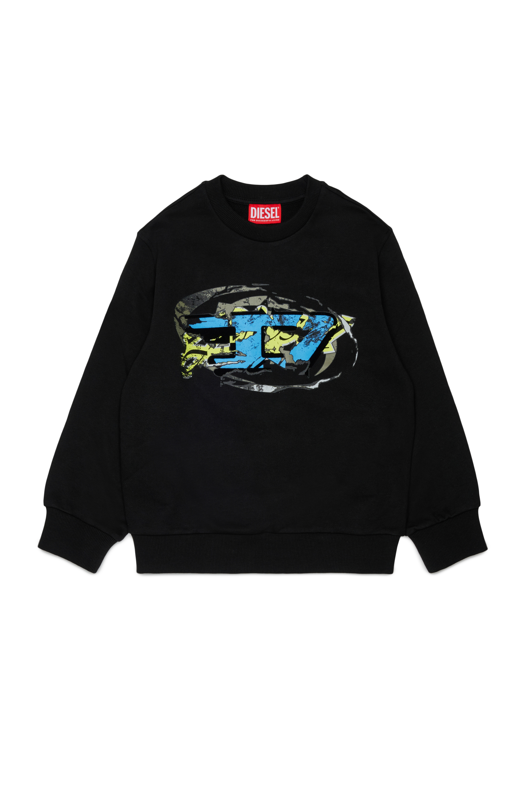 Diesel - SCRAP OVER, Sweat-shirt avec imprim&eacute; graphique Oval D Homme in Noir - 1