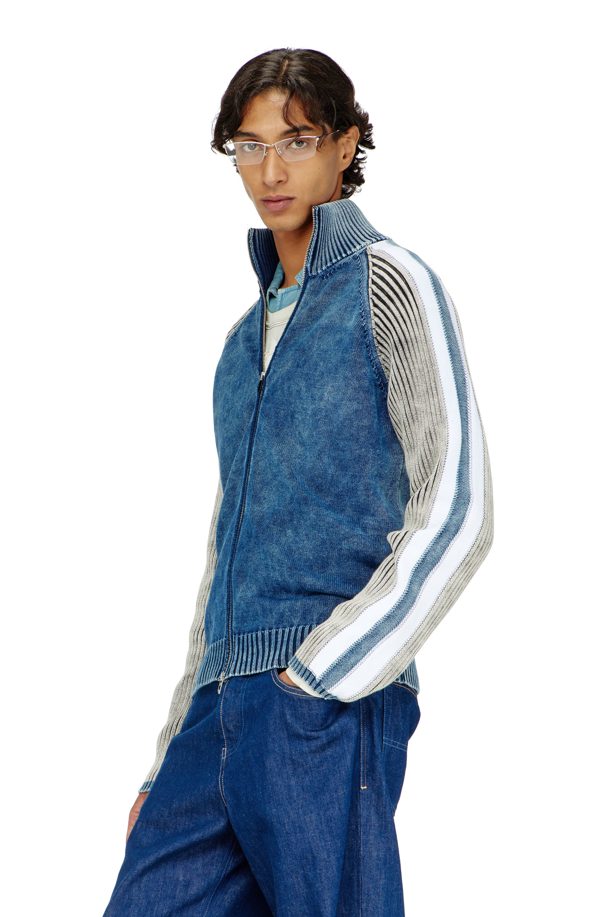Diesel - K-HERONIMO, Cardigan zipp&eacute; avec bandes sportives Homme in Polychrome - 1