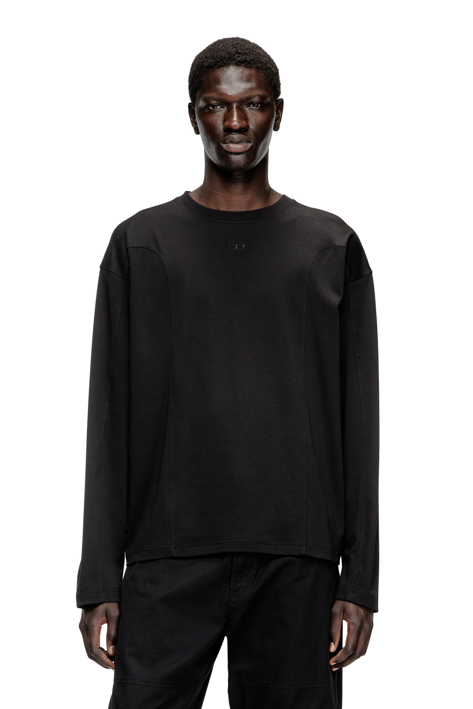 Diesel - T-BOXT-LS-INT, T-shirt à manches longues avec empiècements Homme in Noir - 1