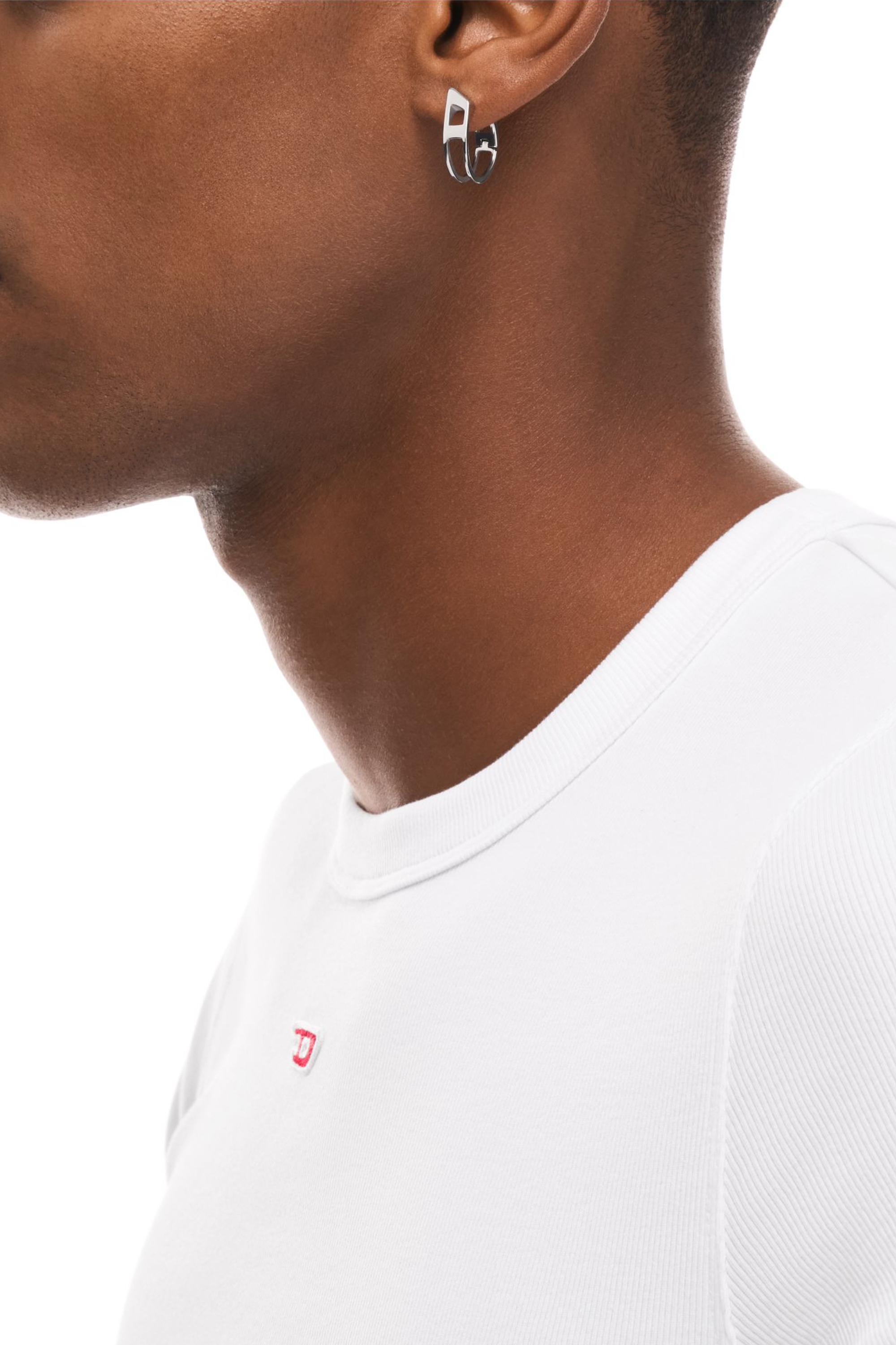 Diesel - DX167340 JEWELLERY, Boucle d&rsquo;oreille cr&eacute;ole en acier inoxydable Mixte in Gris argent&eacute; - 4