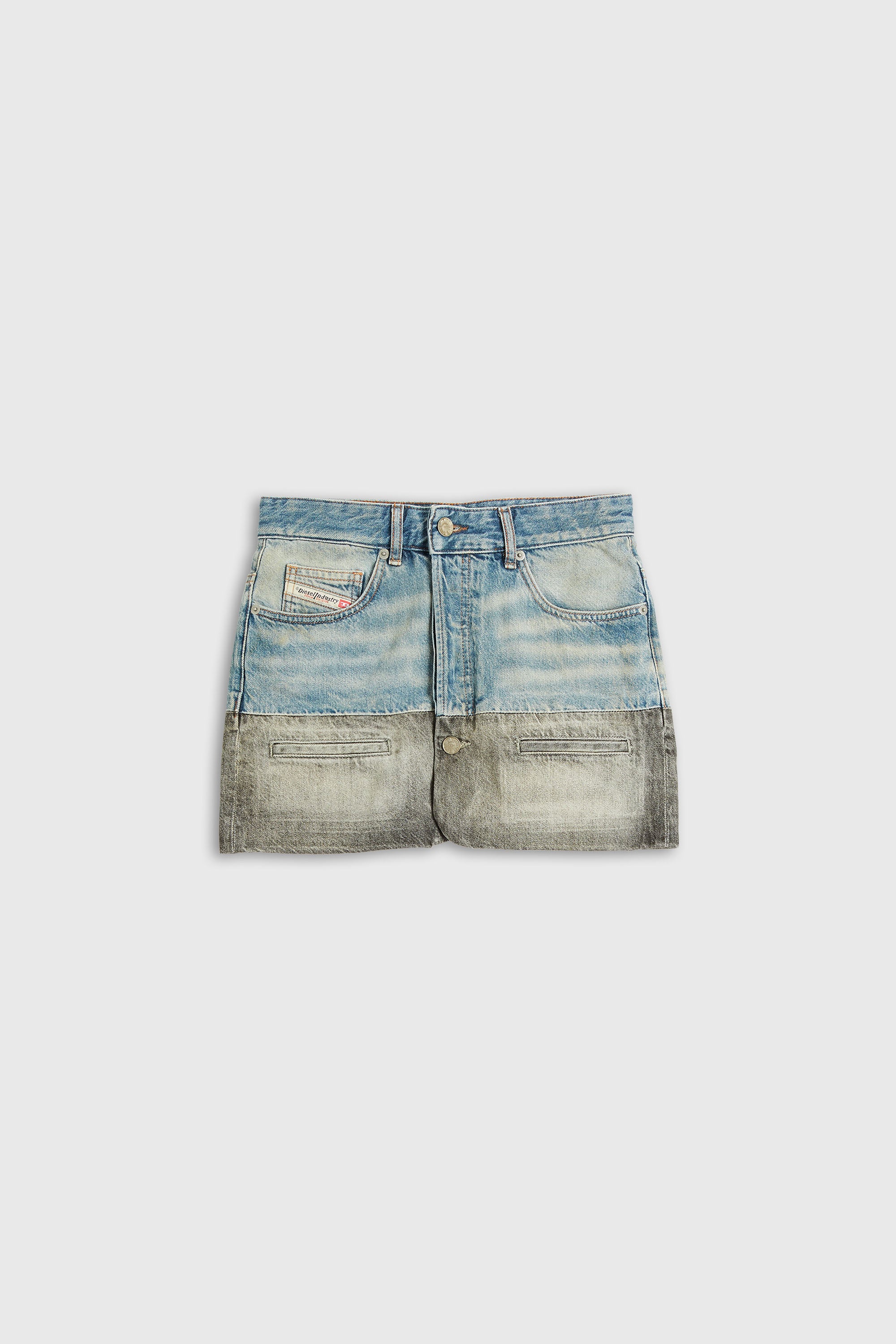 Diesel - DE-RONEE-S1, Mini-jupe en denim avec ourlet contrastant Femme in Polychrome - 2