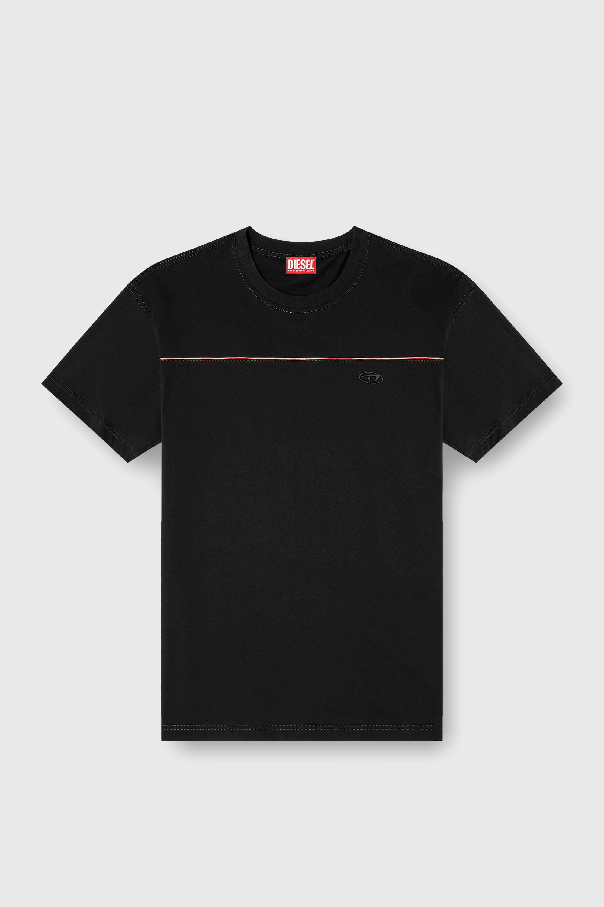 Diesel - T-NORM-PIPING, T-shirt avec passepoil contrastant Homme in Noir - 2