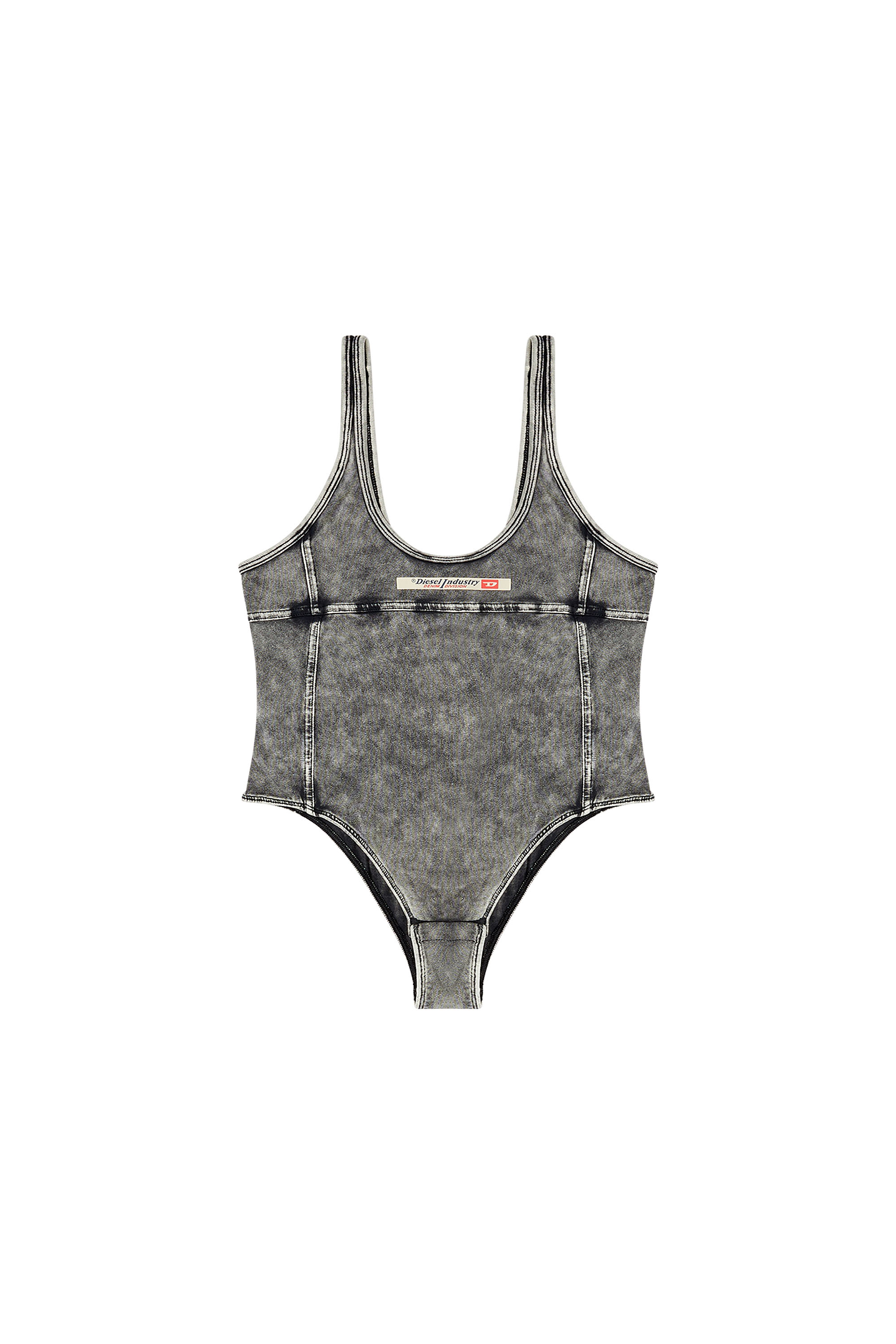 Diesel - PHOEBE-DNM, Body en jersey effet denim Femme in Gris - 4